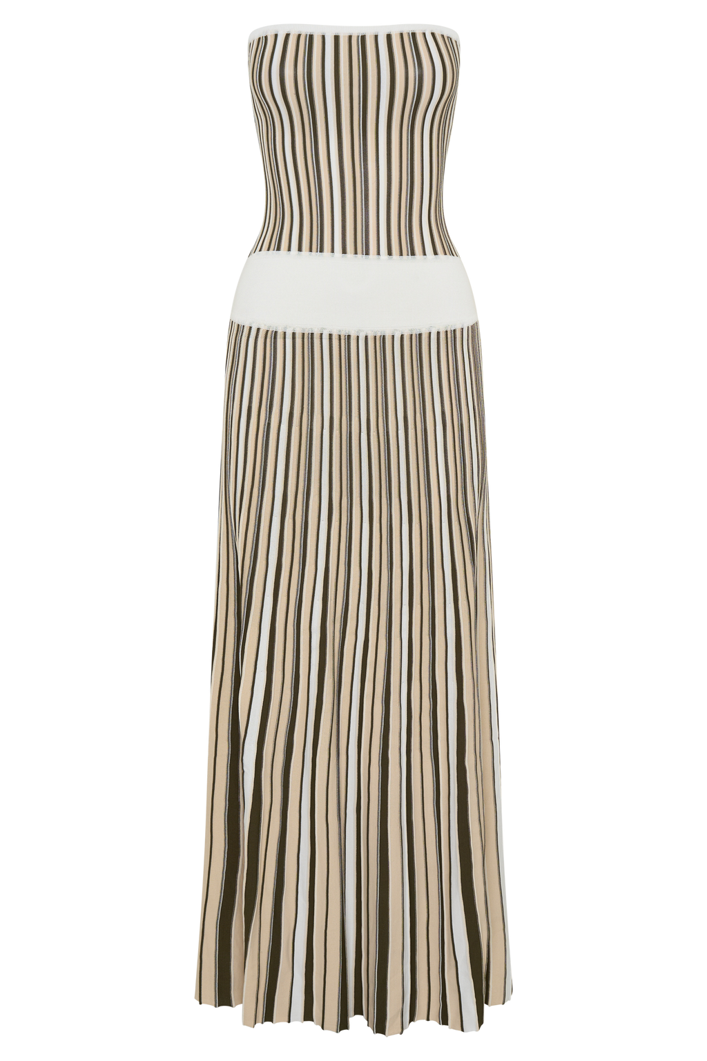 Stripe Maxi Knit Dress - Khaki/Ivory