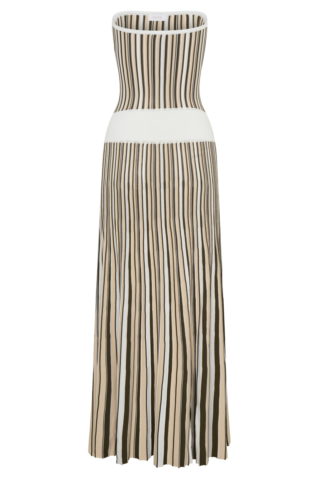 Stripe Maxi Knit Dress - Khaki/Ivory