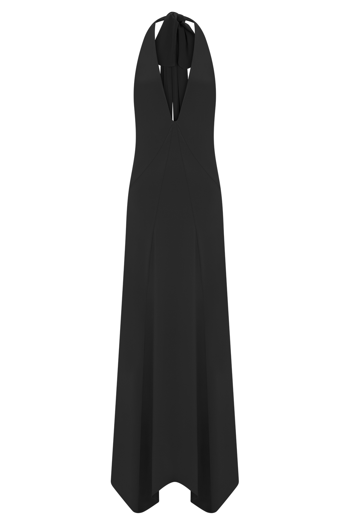 Slinky Maxi Dress With Scarf - Black