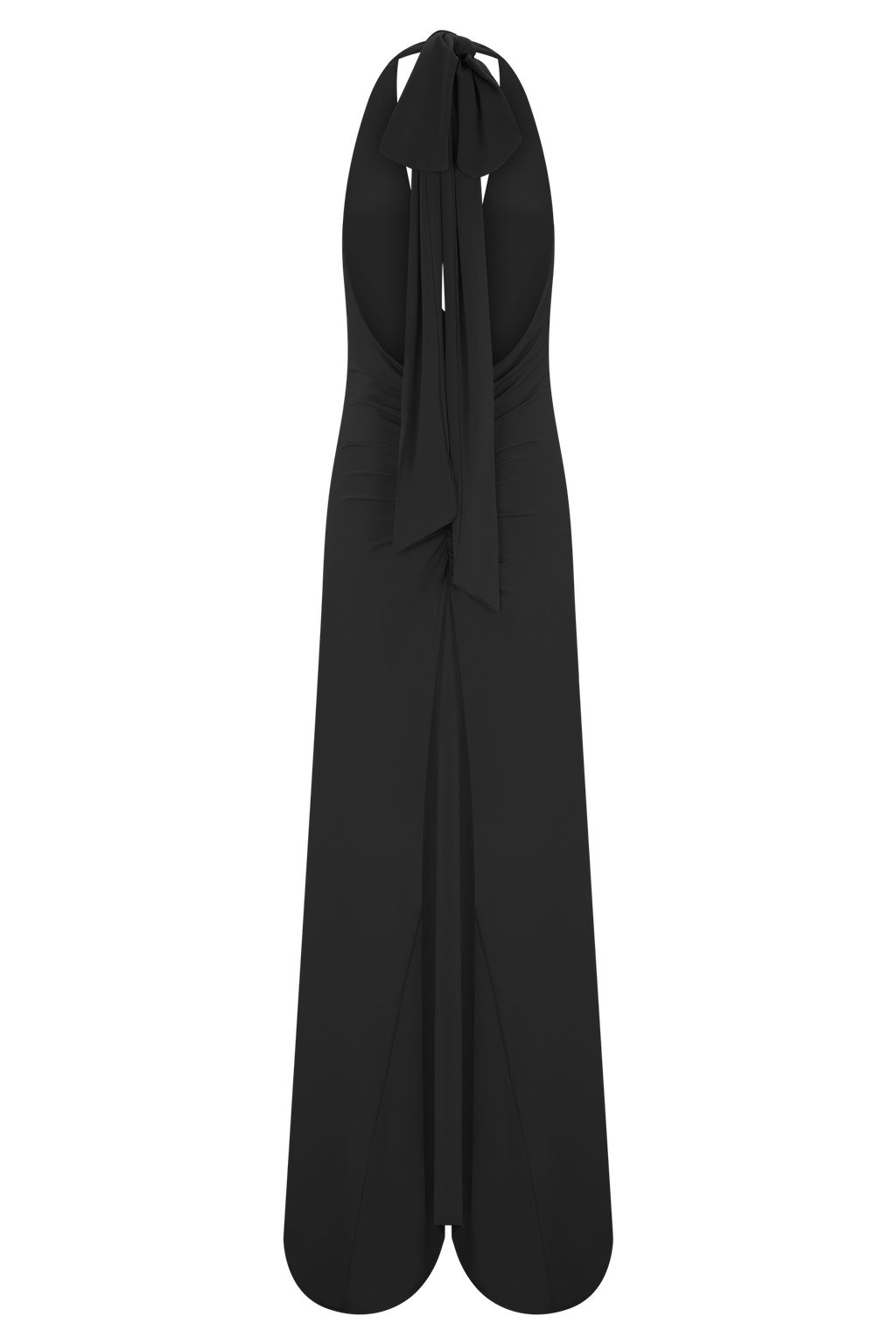 Slinky Maxi Dress With Scarf - Black