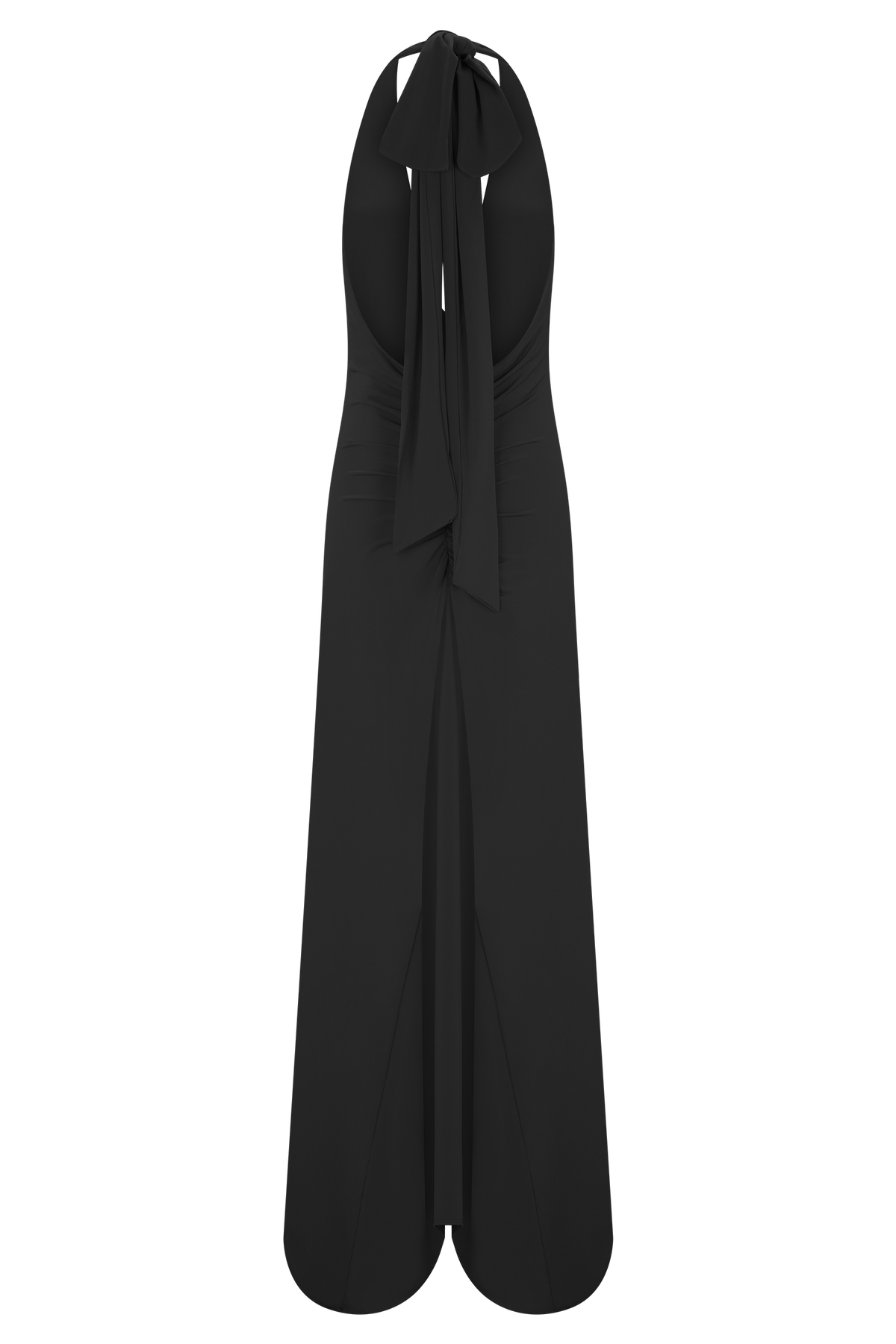 Slinky Maxi Dress With Scarf - Black