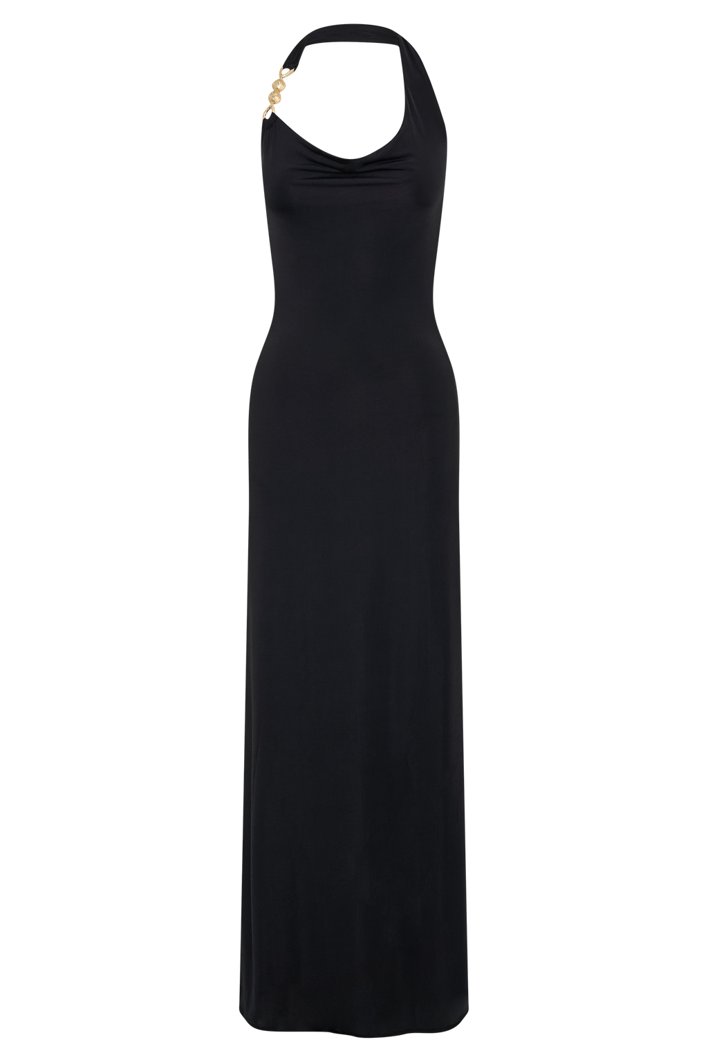 Slinky Halter Maxi Dress - Black