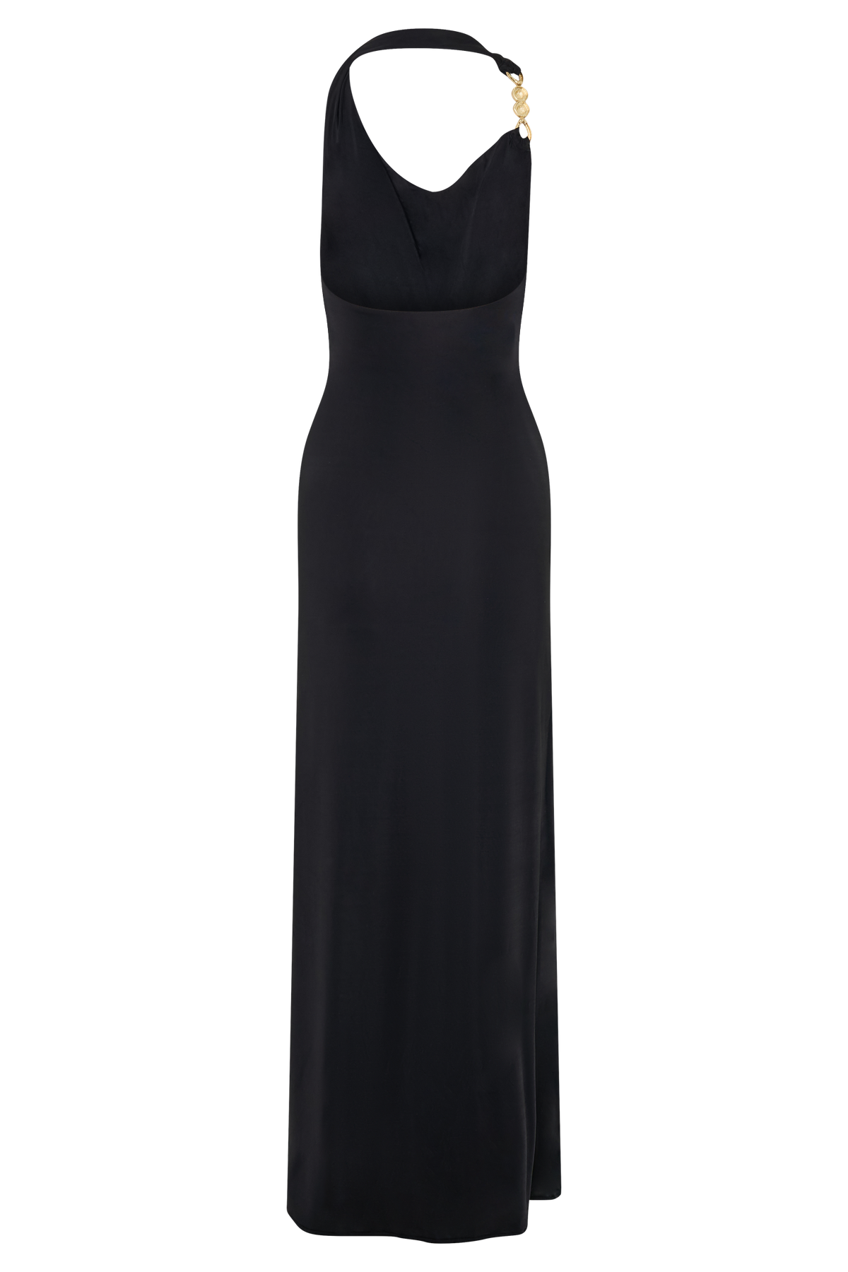 Slinky Halter Maxi Dress - Black