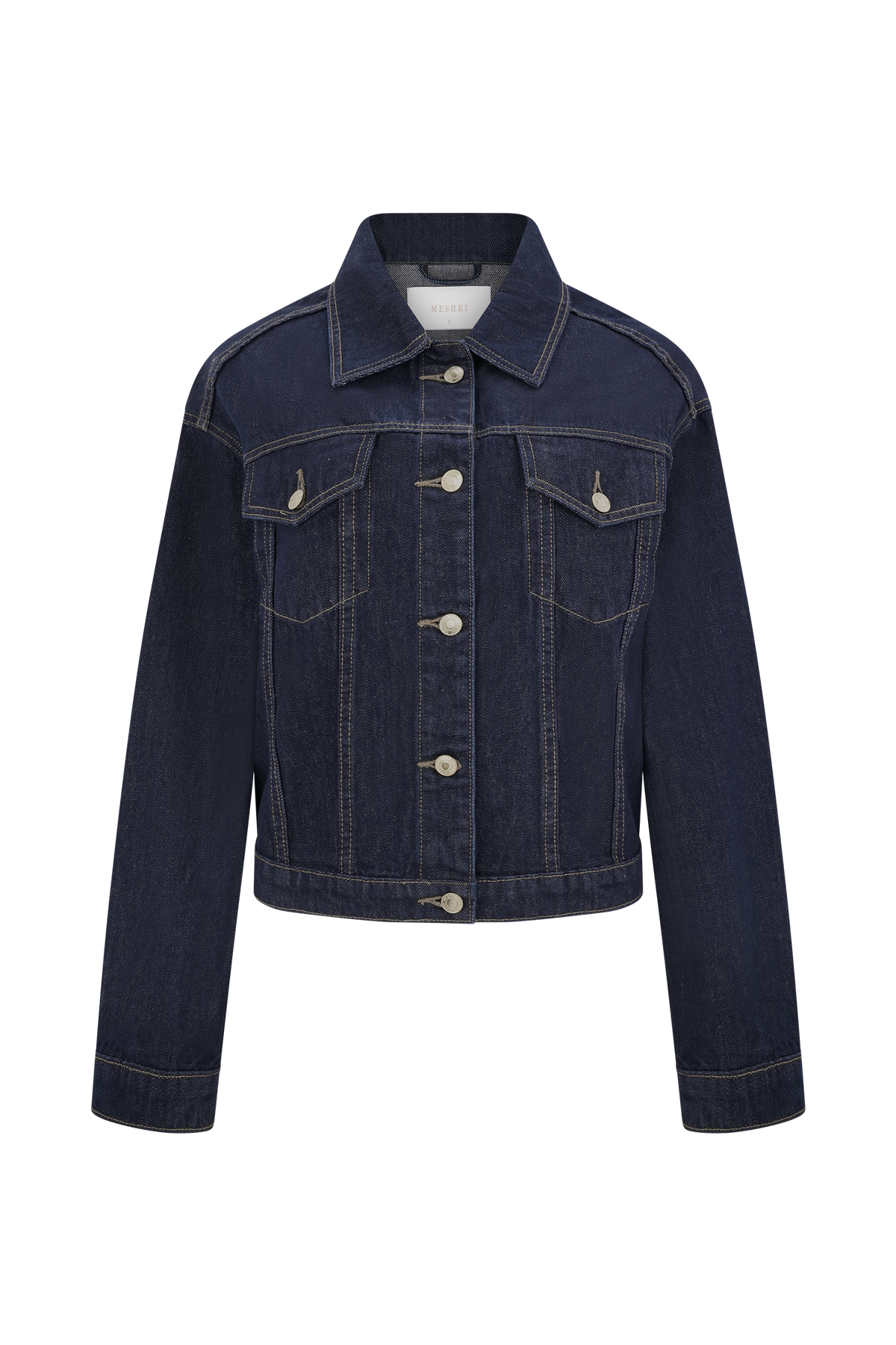 Cinched Denim Jacket - Washed Indigo Blue
