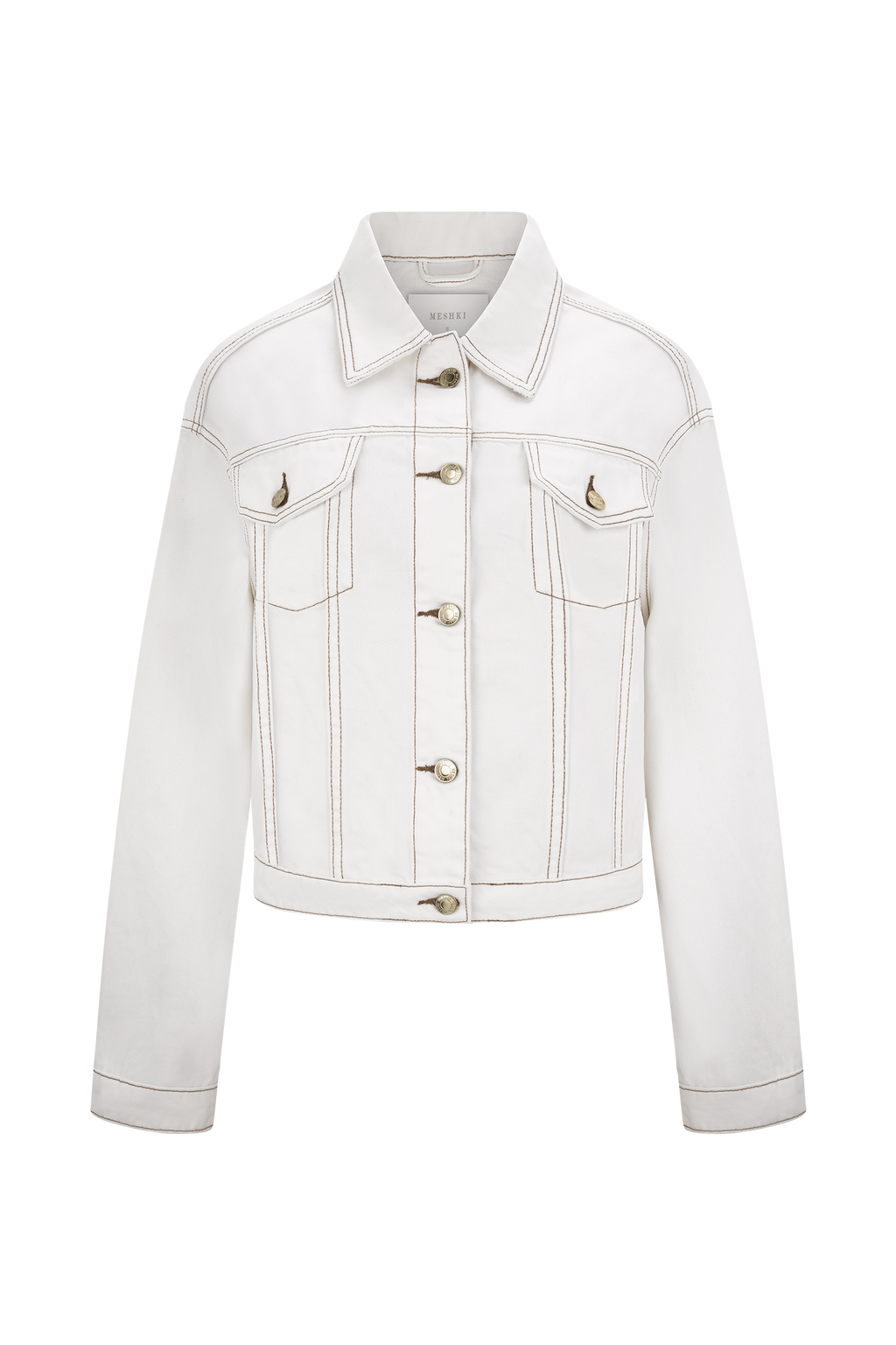 Cinched Denim Jacket - White