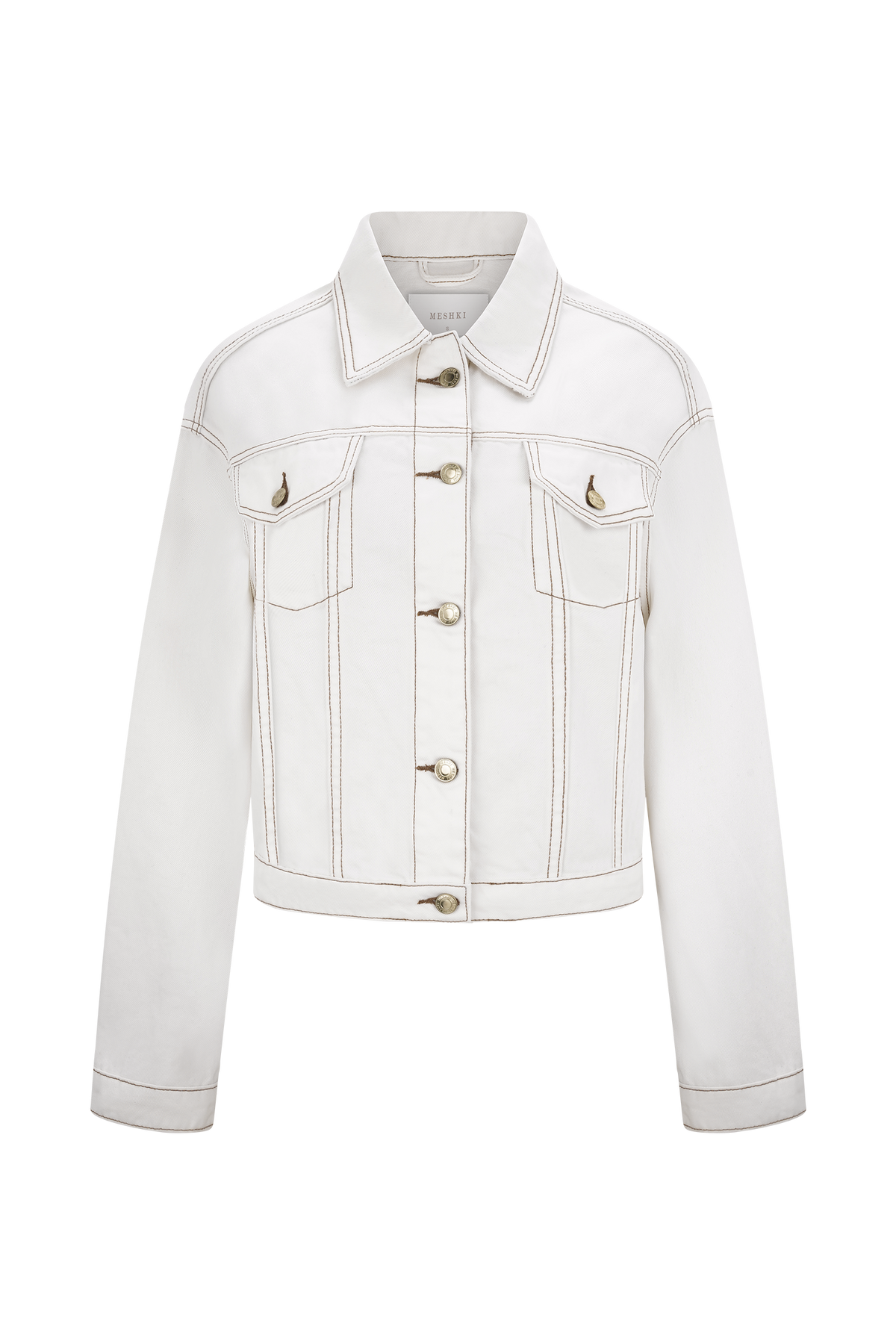Cinched Denim Jacket - White