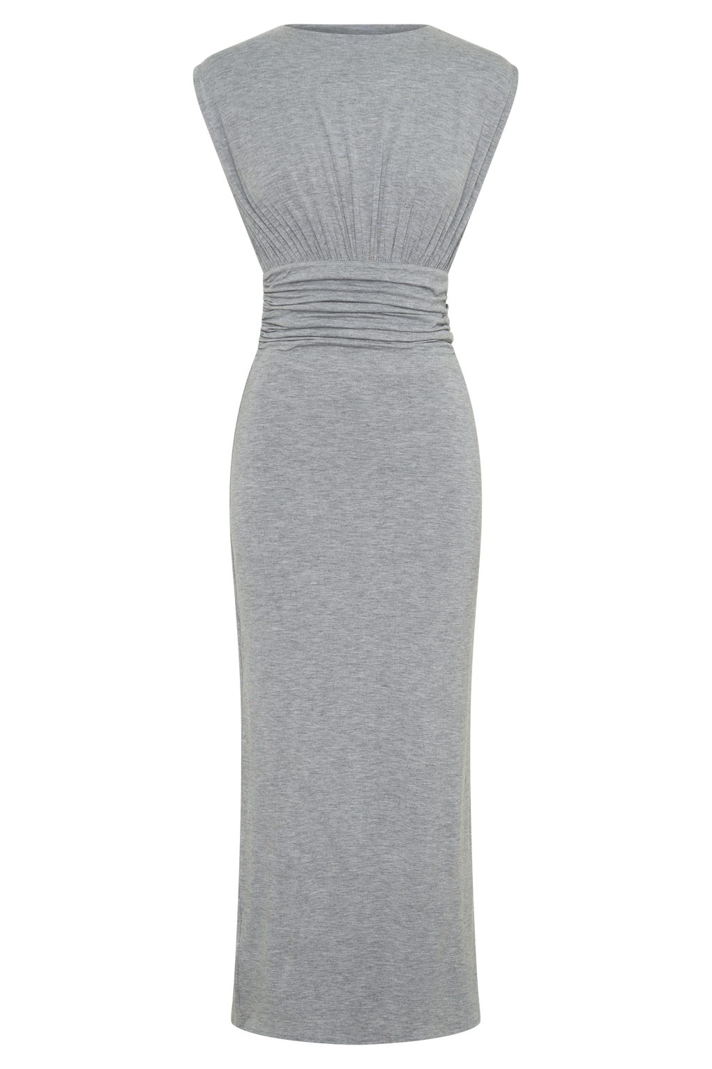 Ruched Modal Sleeveless Midi Dress - Grey Marle