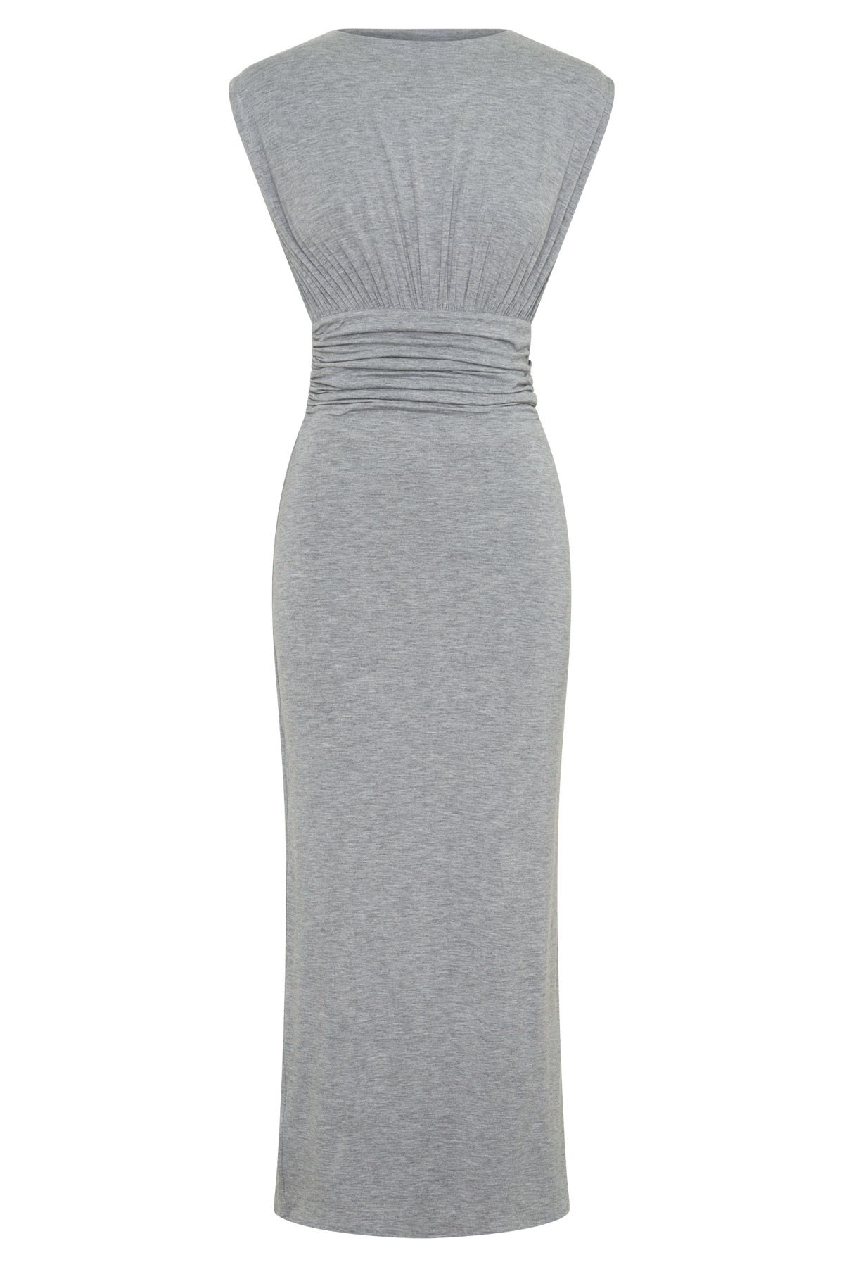 Ruched Modal Sleeveless Midi Dress - Grey Marle