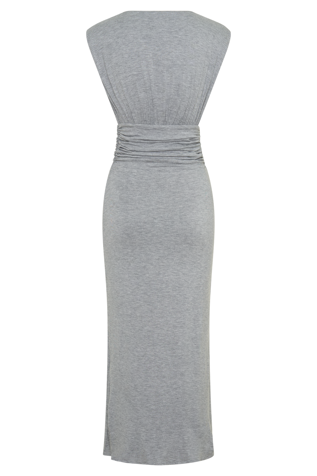 Ruched Modal Sleeveless Midi Dress - Grey Marle