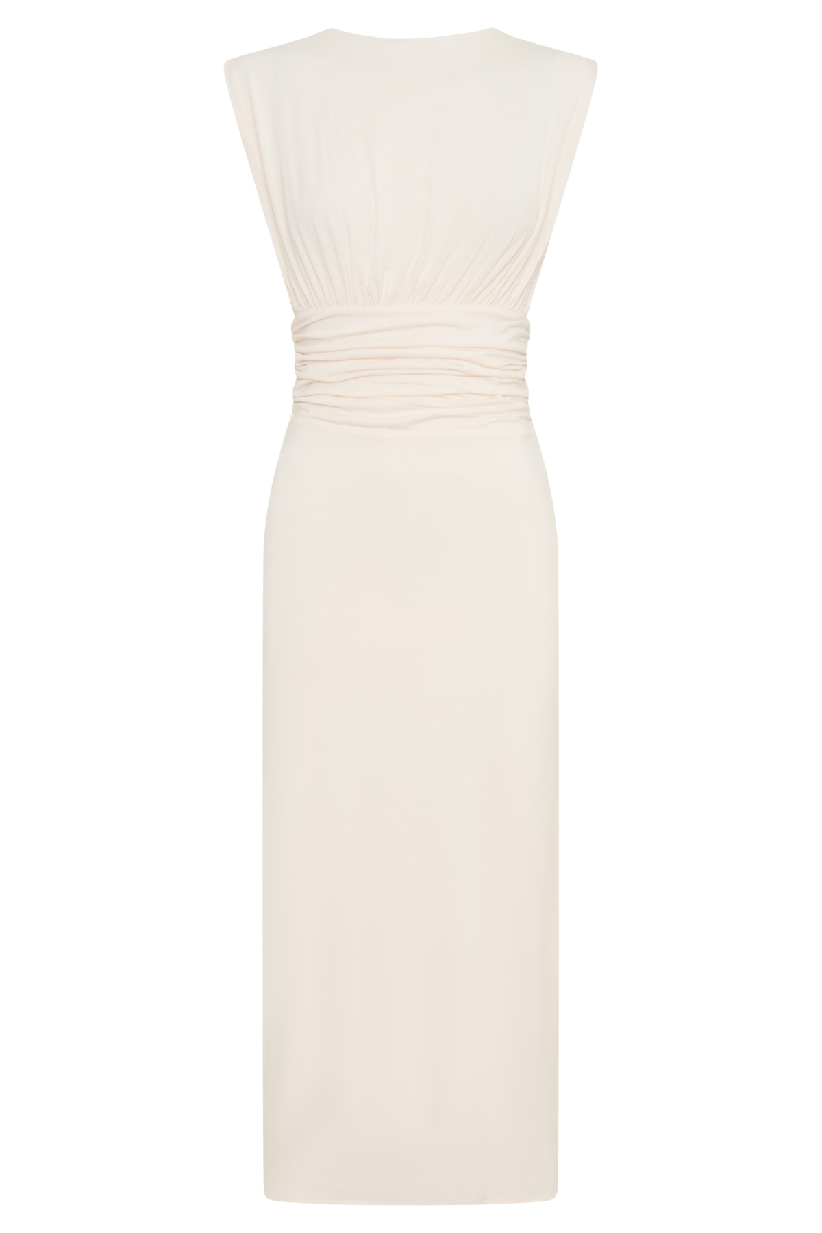 Ruched Modal Sleeveless Midi Dress - Ivory