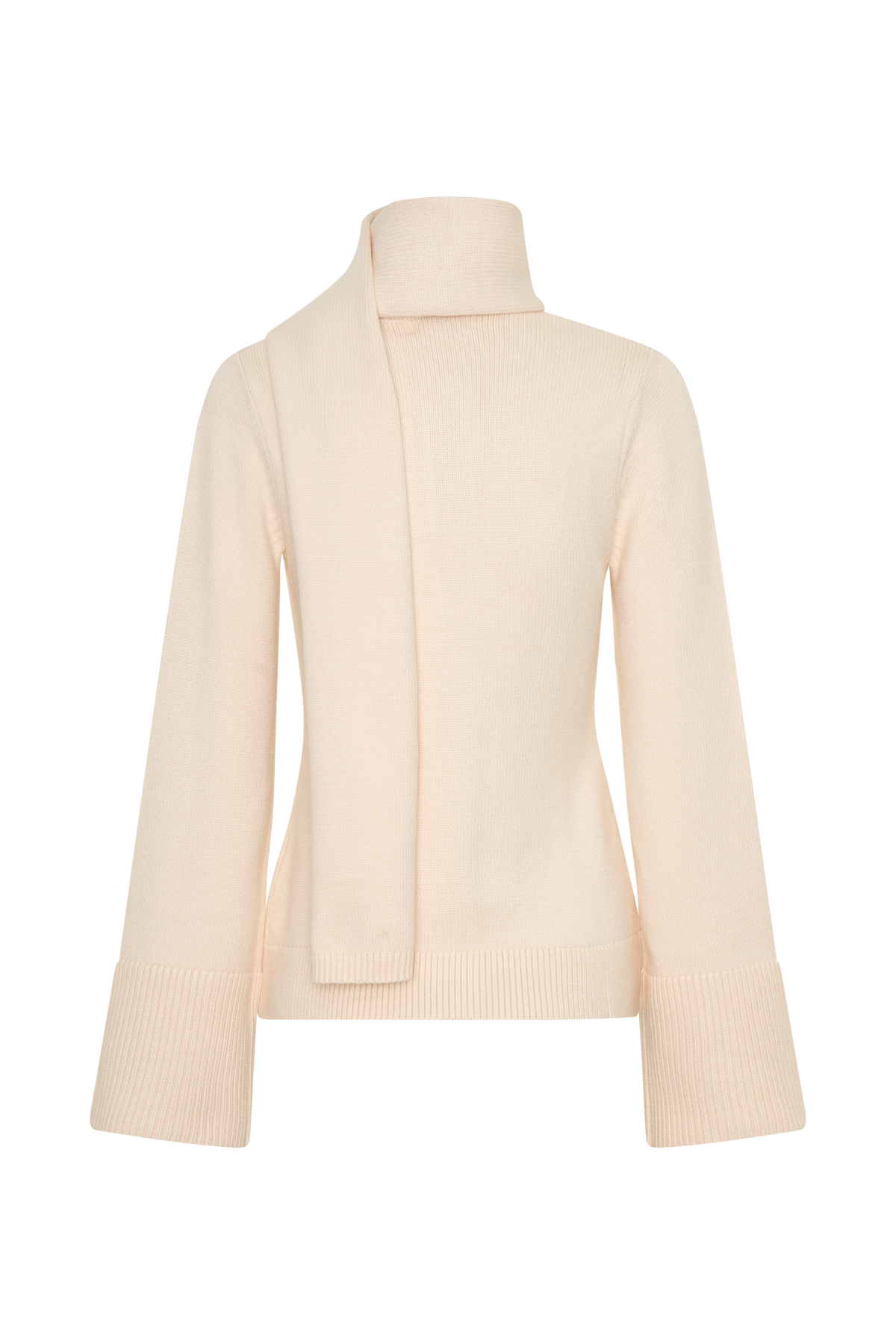 Knit Cardigan With Scarf - Ivory