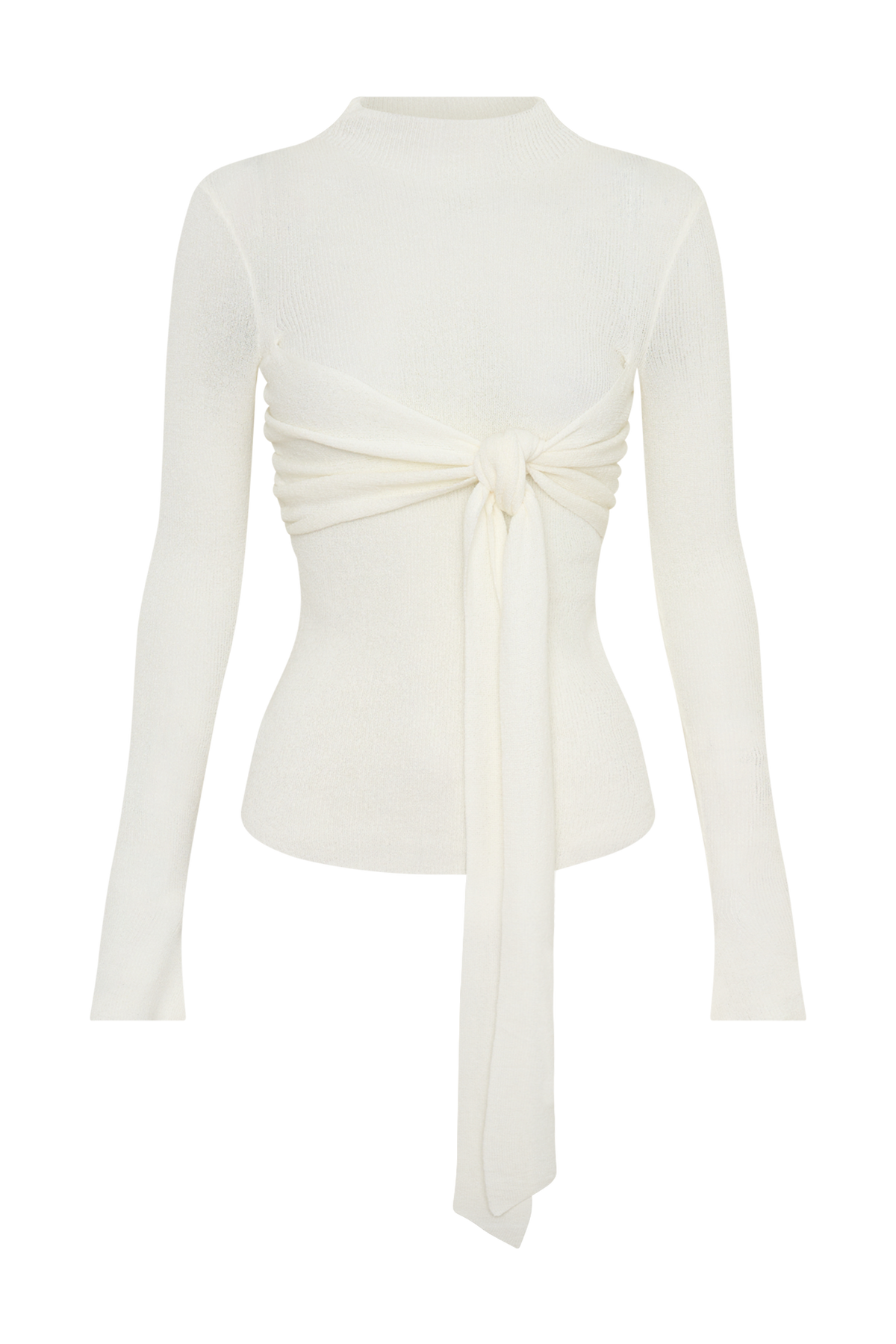 Wrap Knit Long Sleeve Top - White