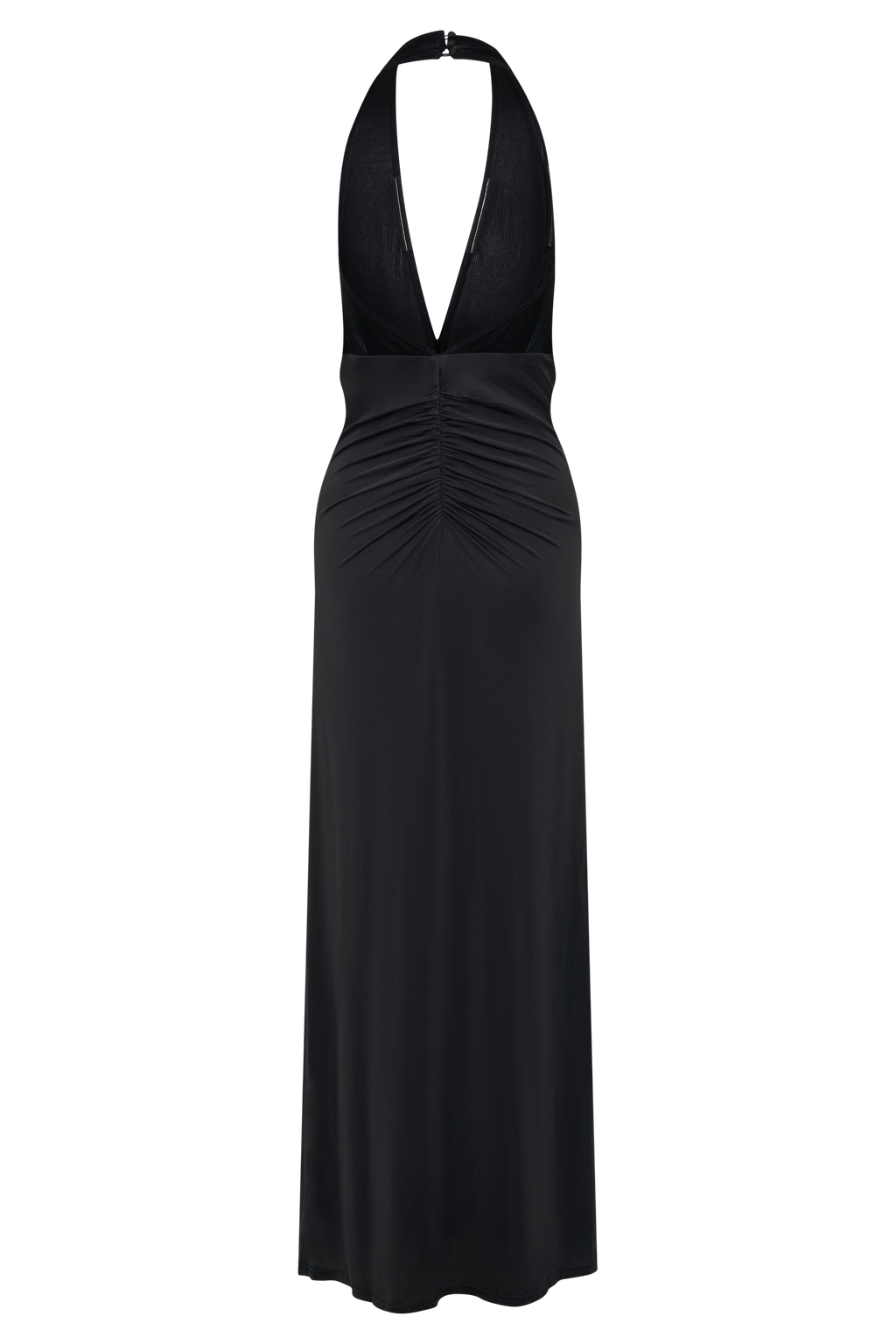 Mesh Velvet Plunge Midi Dress - Black