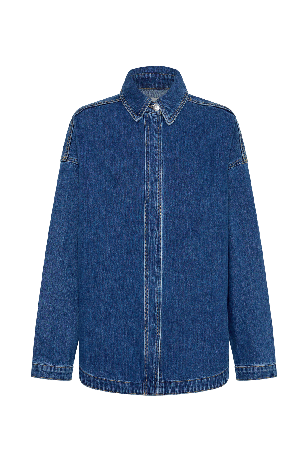 Oversized Denim Shirt - Dark Blue