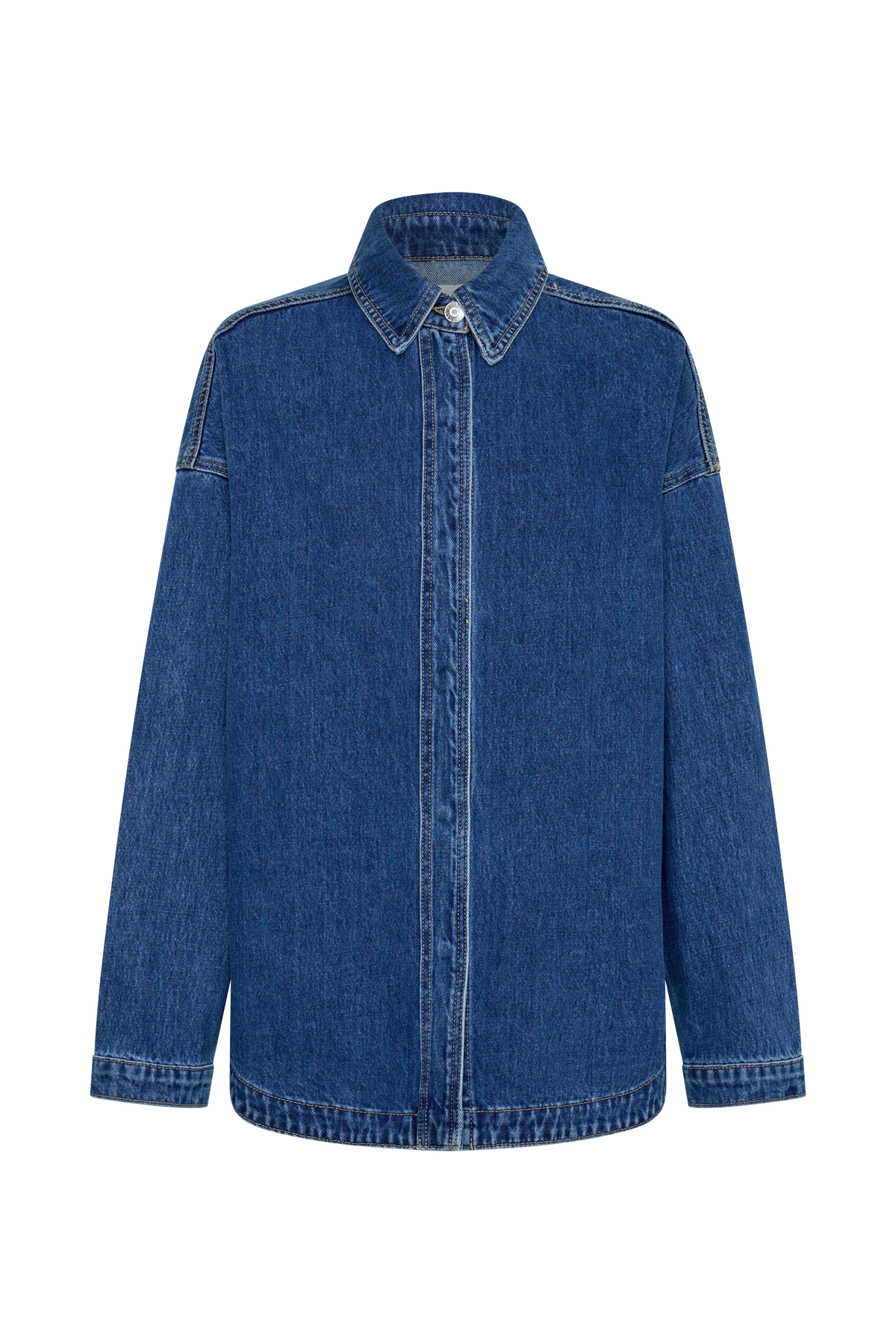 Oversized Denim Shirt - Dark Blue