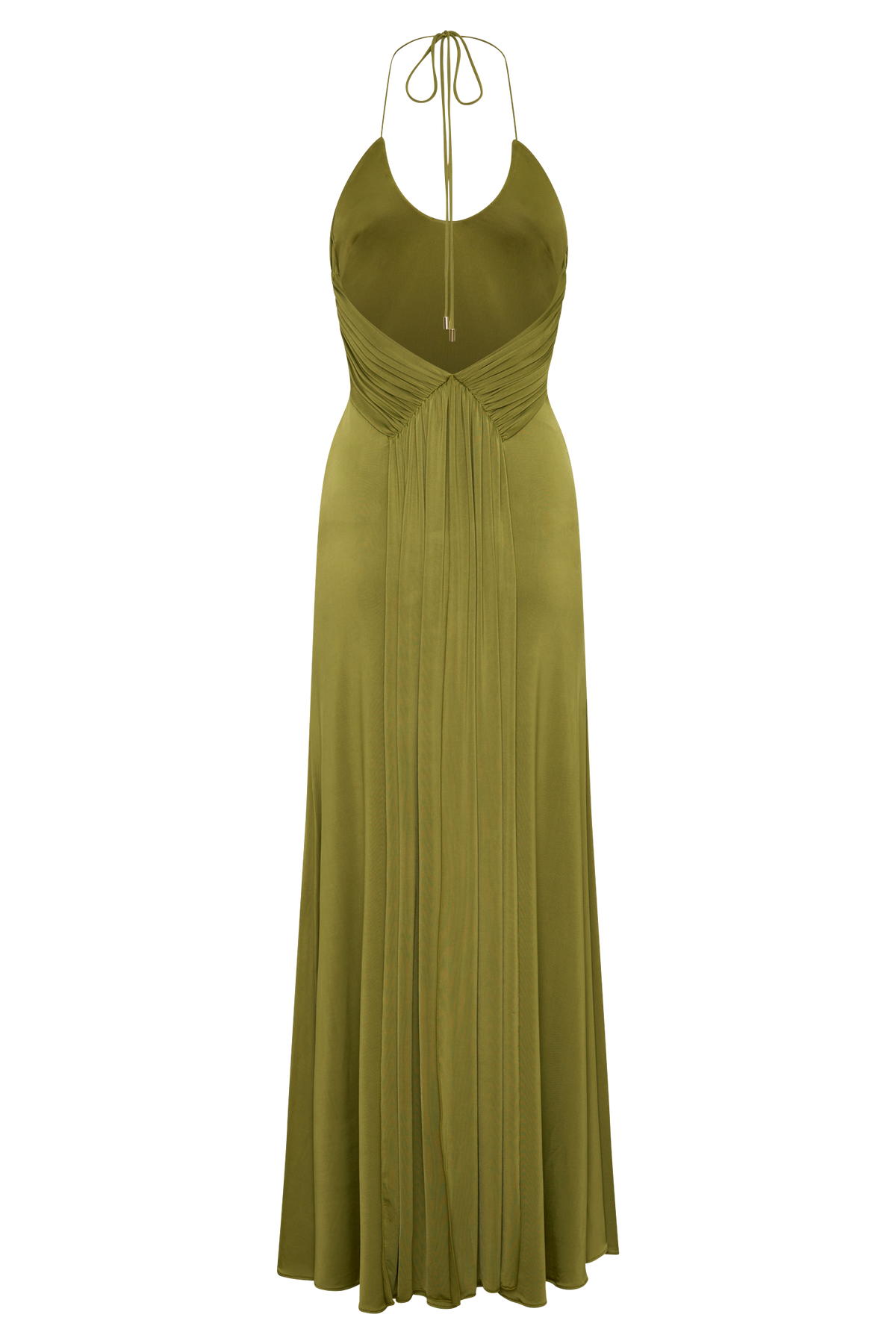 Gathered Slinky Maxi Dress - Olive