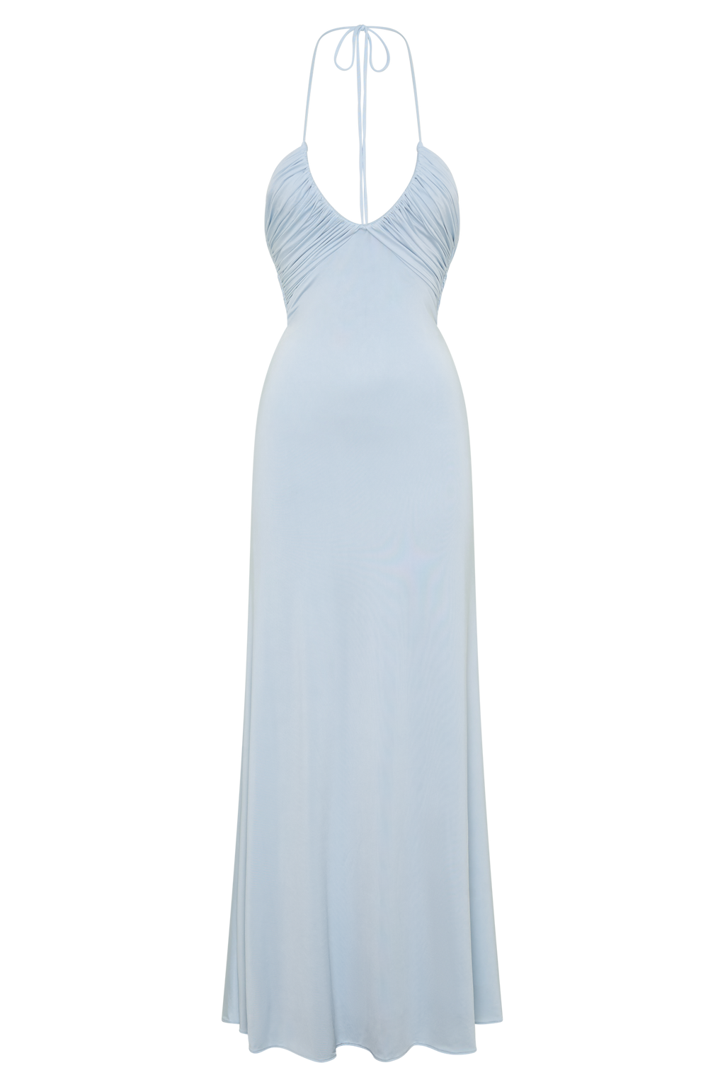 Gathered Slinky Maxi Dress - Pale Blue