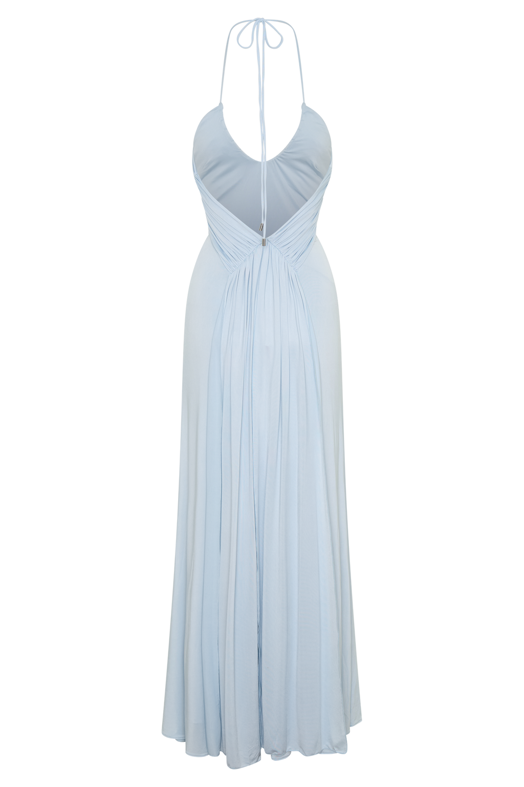 Gathered Slinky Maxi Dress - Pale Blue