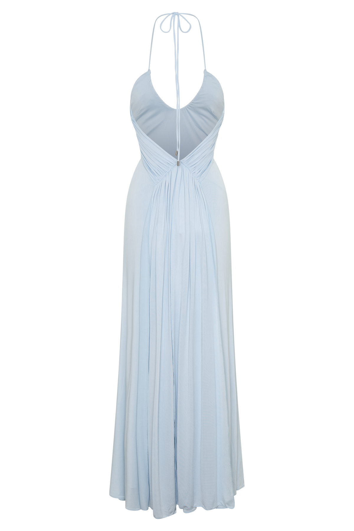 Gathered Slinky Maxi Dress - Pale Blue