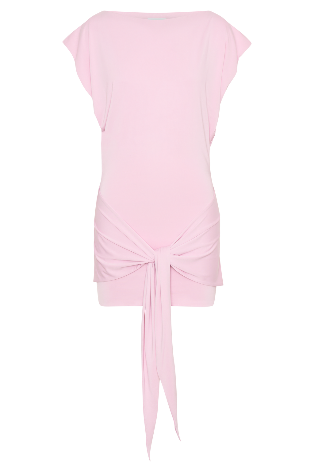 Shortsleeve Slinky Tie Mini Dress - Pink