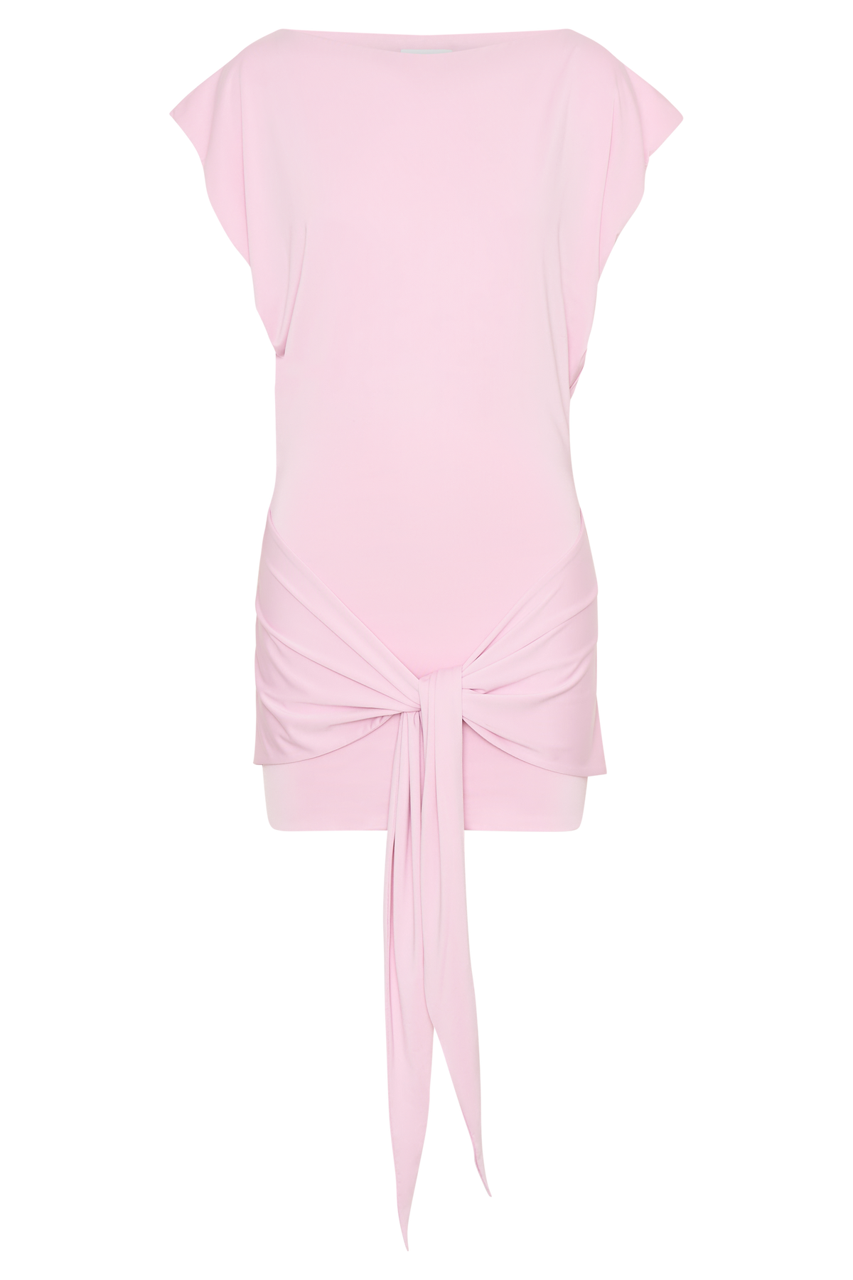 Shortsleeve Slinky Tie Mini Dress - Pink