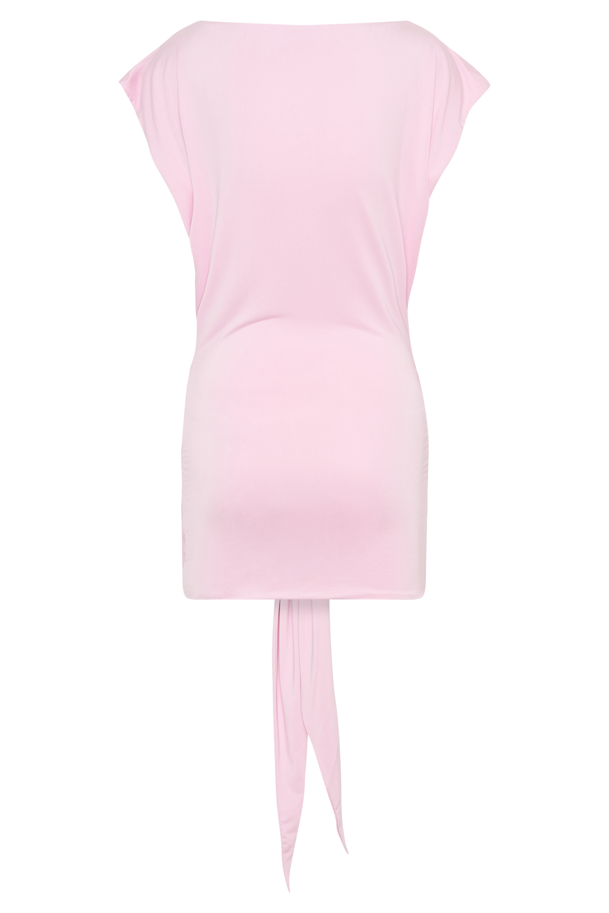 Shortsleeve Slinky Tie Mini Dress - Pink