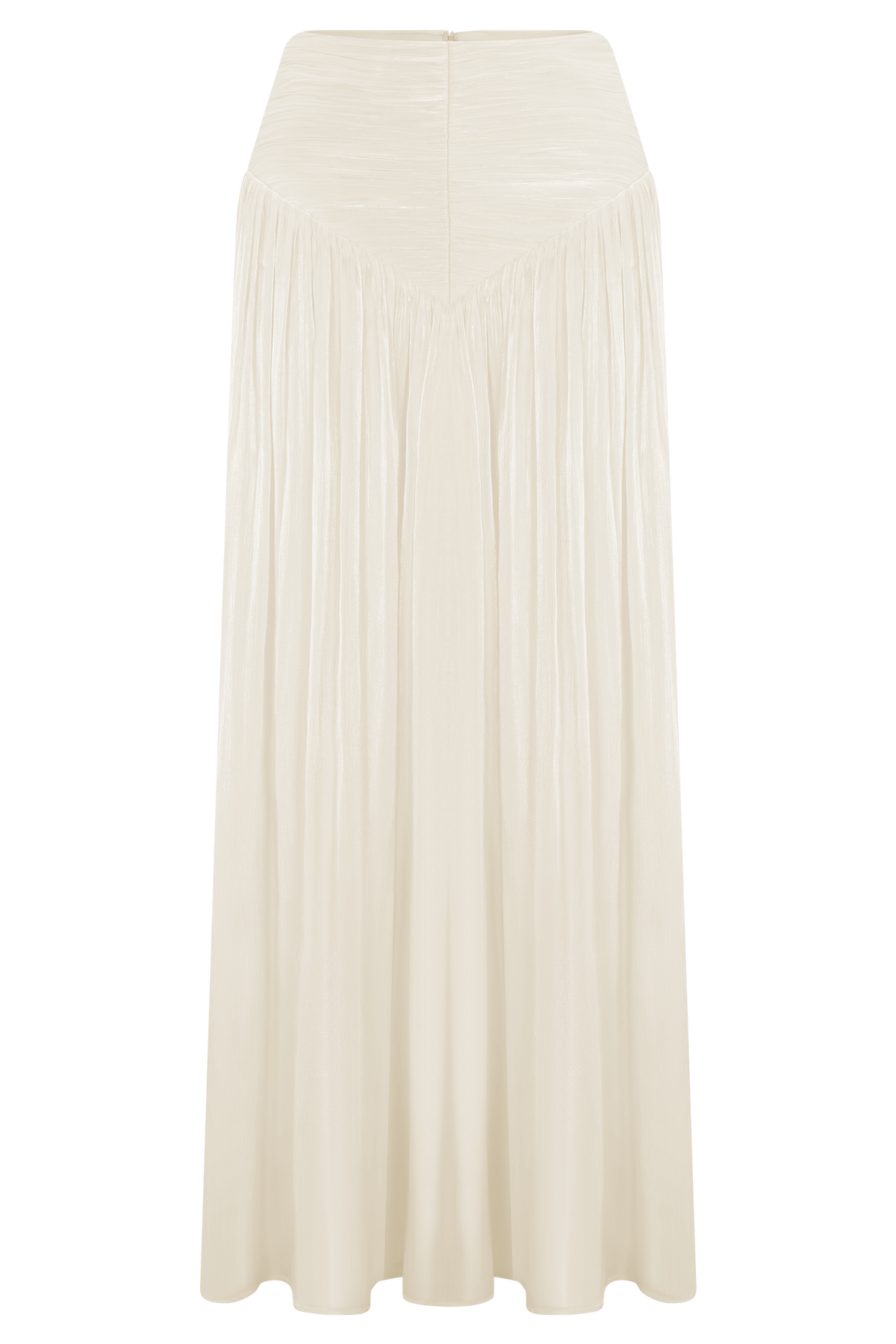 Gathered Midi Skirt - Opal White