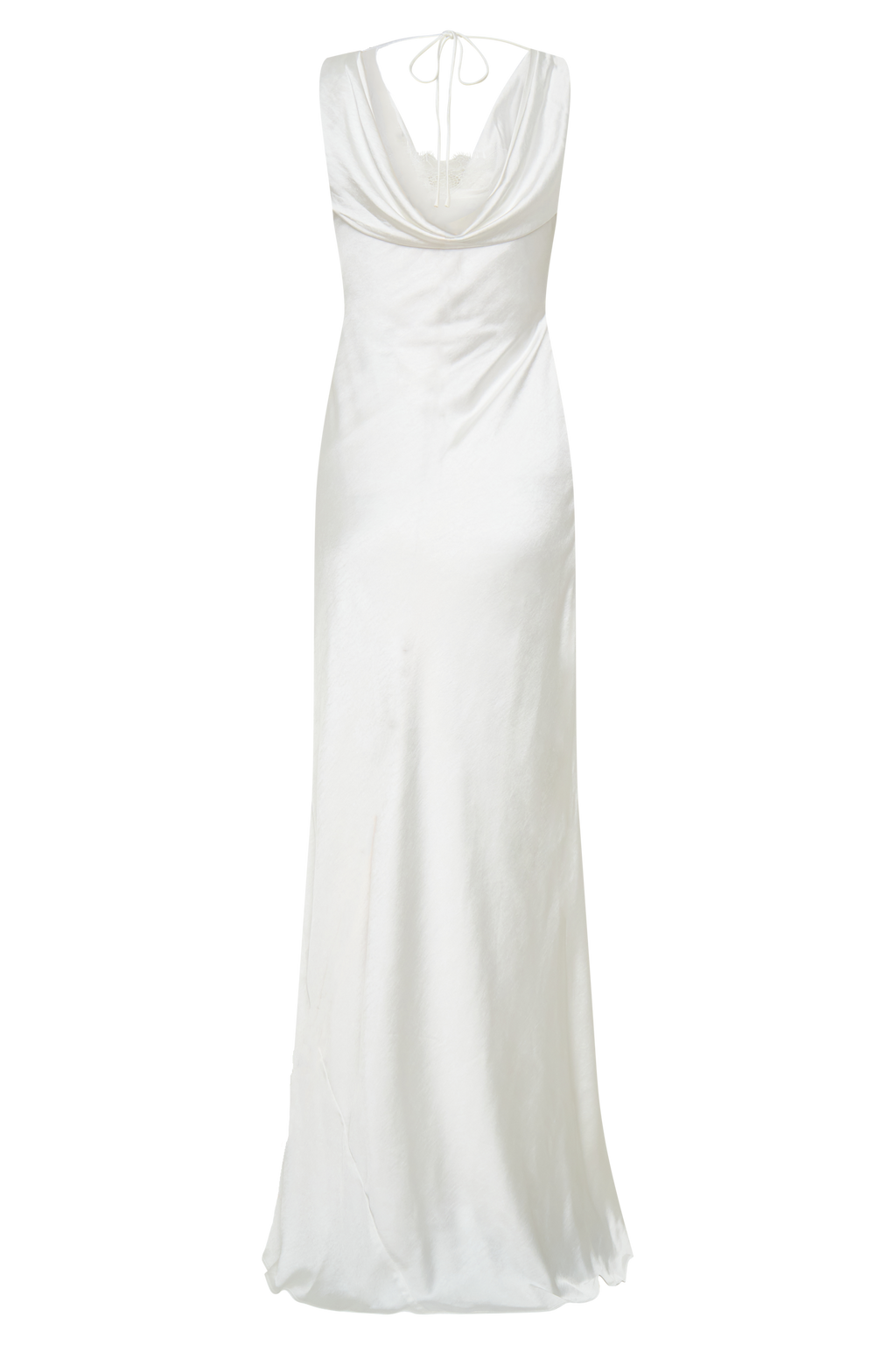 Cowl Neck Lace And Satin Maxi Dress - Ivory