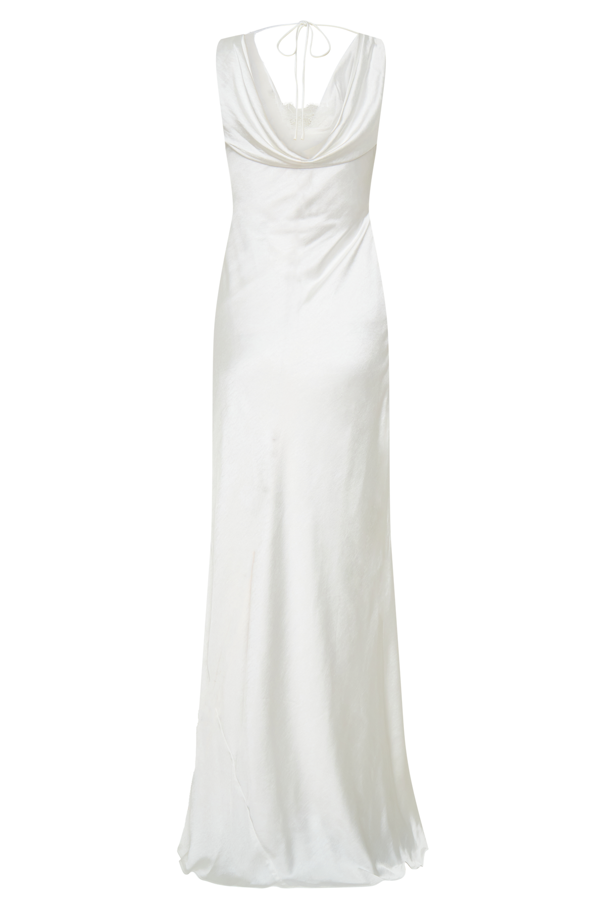 Cowl Neck Lace And Satin Maxi Dress - Ivory