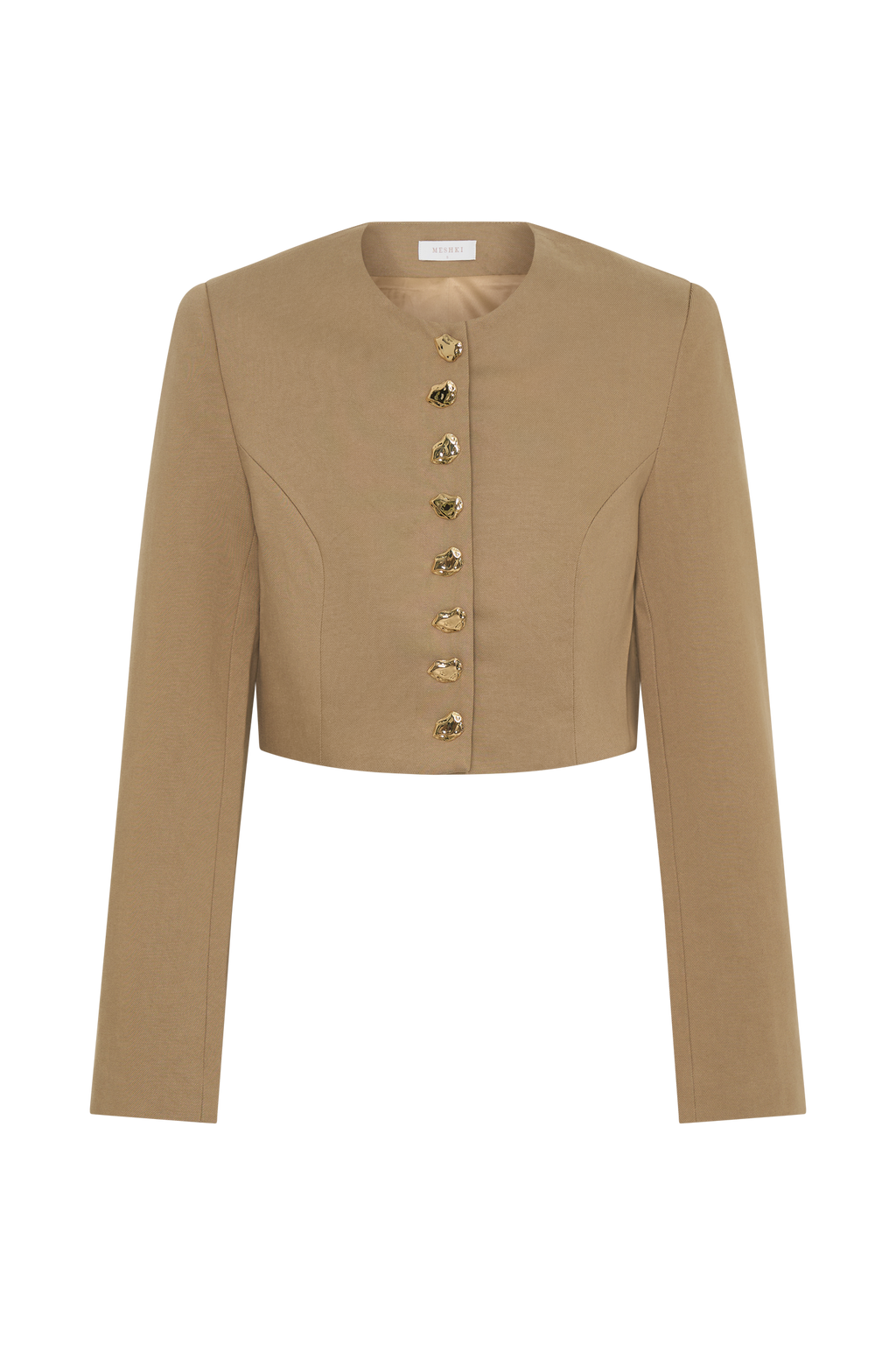 Button Up Cropped Jacket - Taupe