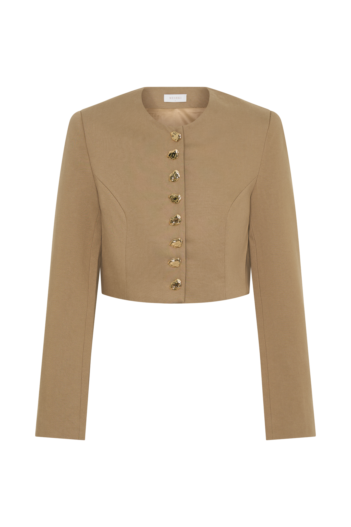 Button Up Cropped Jacket - Taupe