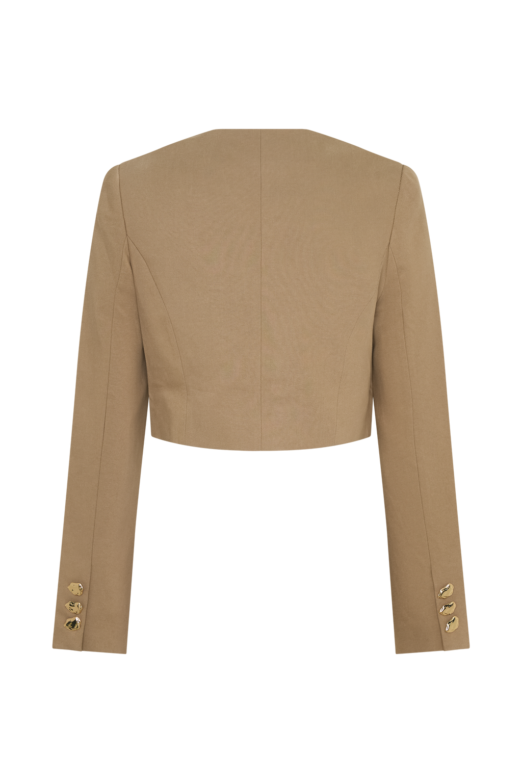 Button Up Cropped Jacket - Taupe