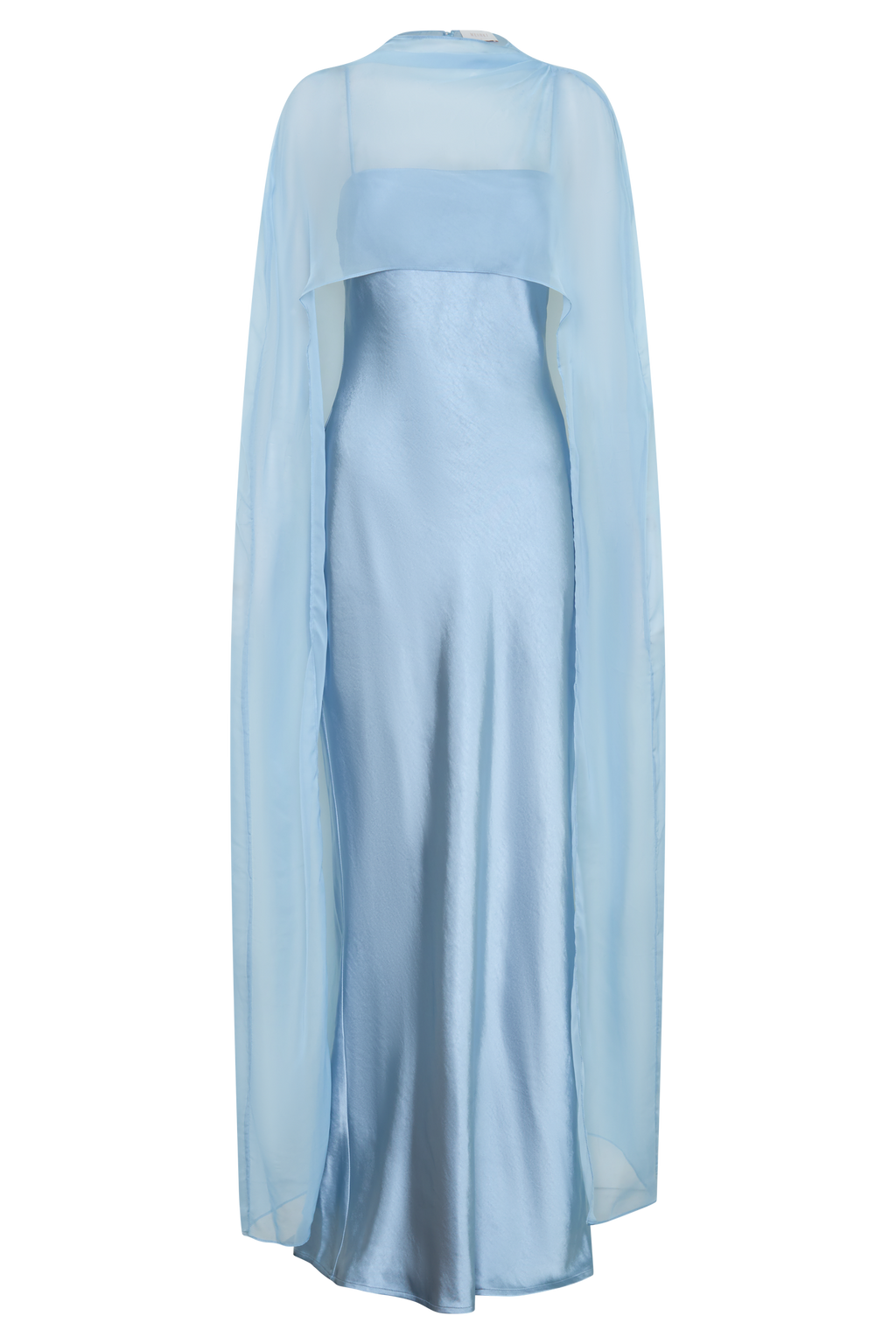 Chiffon Cape Maxi Dress - Arctic Blue