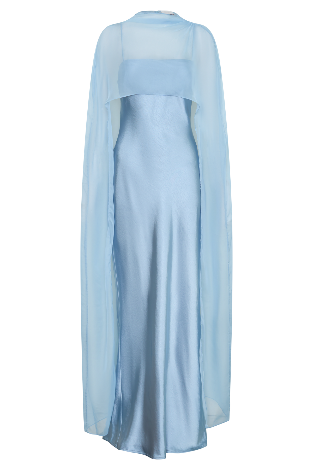Chiffon Cape Maxi Dress - Arctic Blue