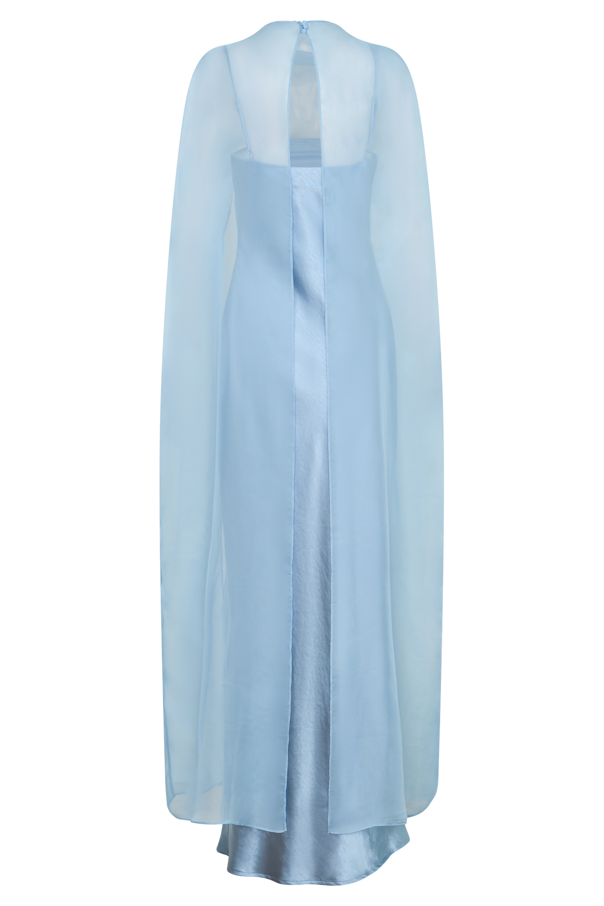 Chiffon Cape Maxi Dress - Arctic Blue