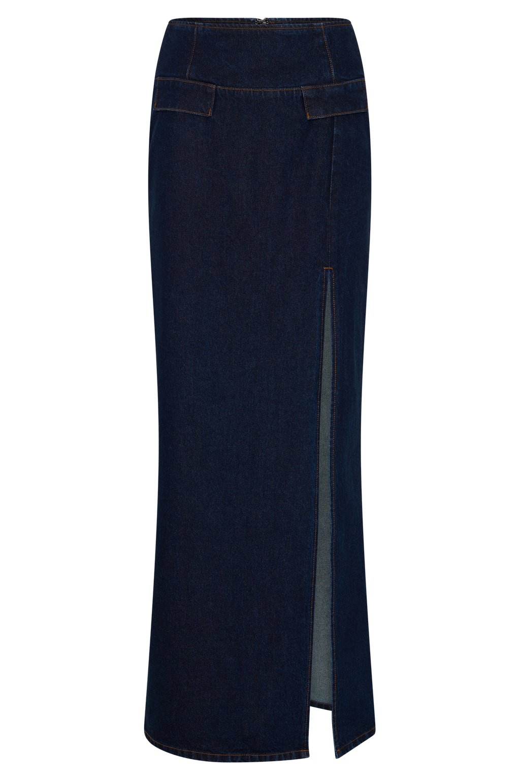 High Rise Denim Maxi Skirt - Indigo Blue