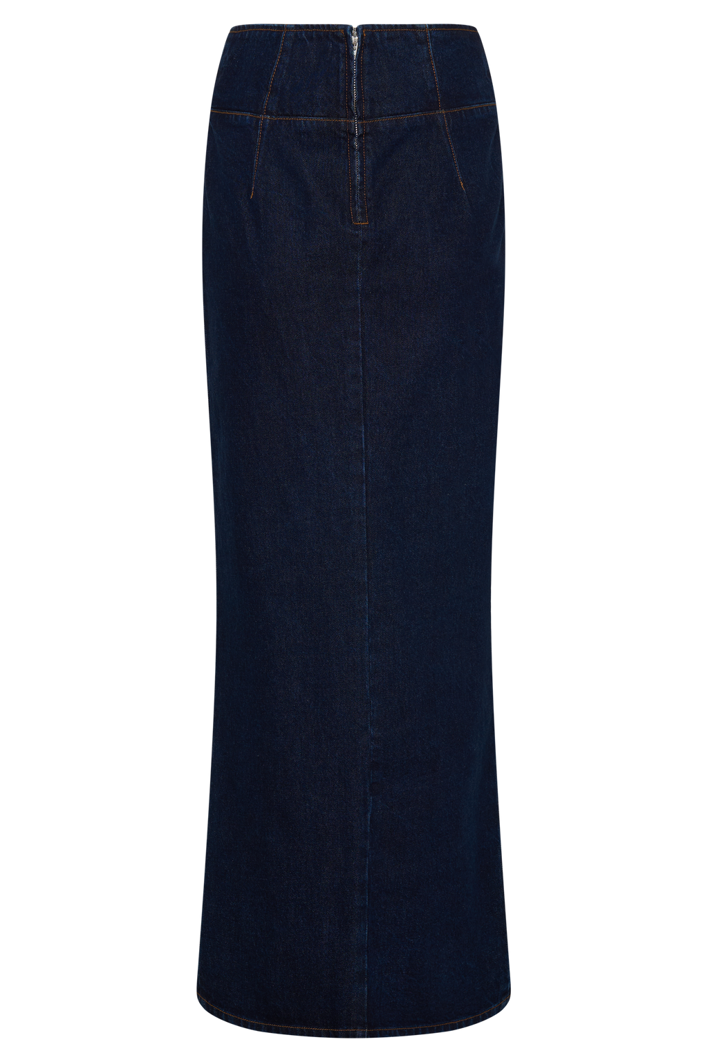 High Rise Denim Maxi Skirt - Indigo Blue