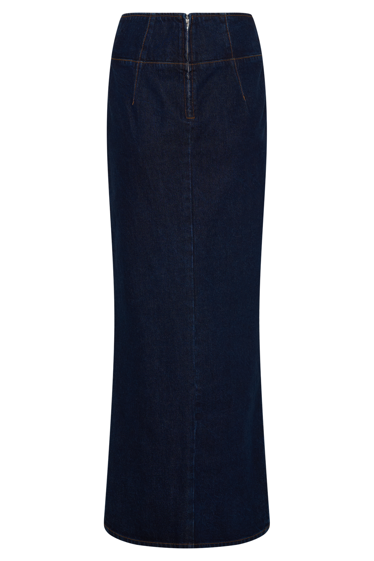 High Rise Denim Maxi Skirt - Indigo Blue