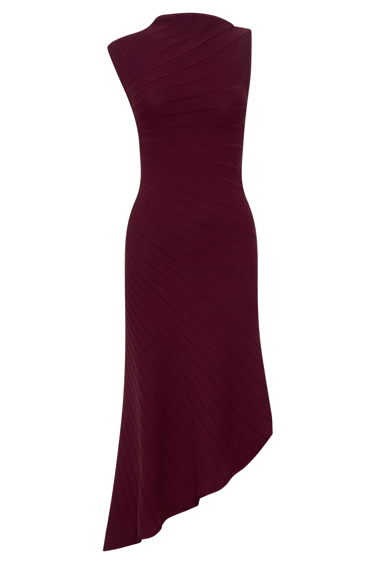 Pleated Knit Dress - Plum