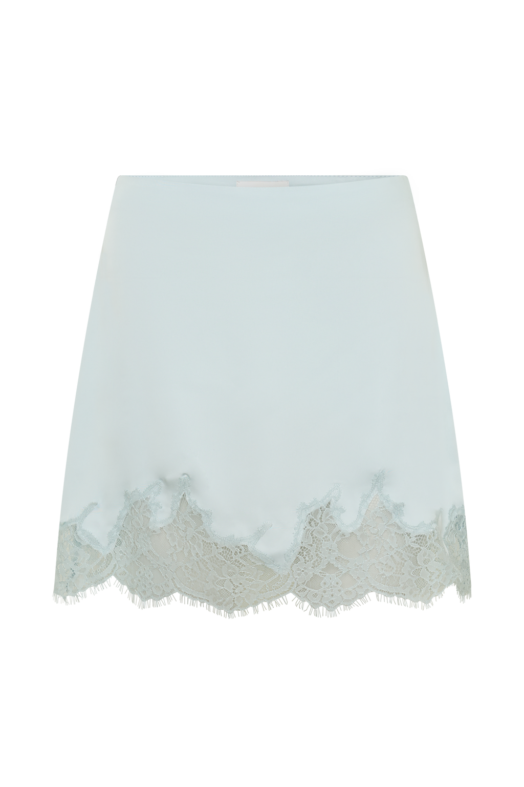 Lace And Satin Mini Skirt - Ice Blue