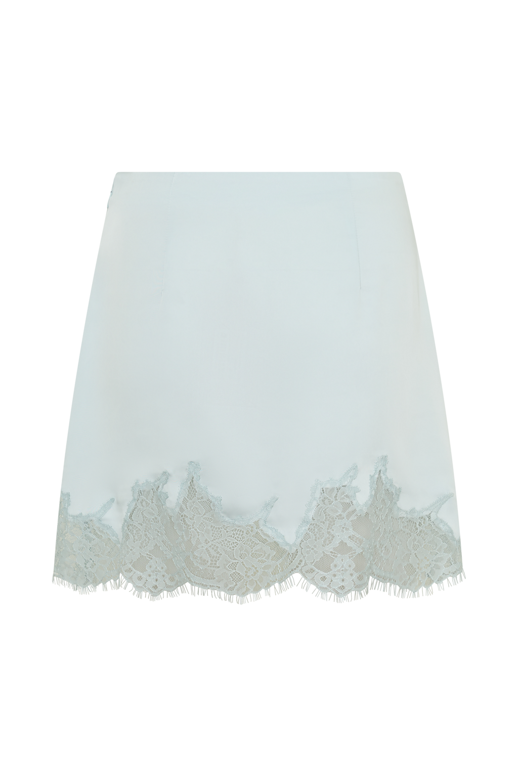 Lace And Satin Mini Skirt - Ice Blue