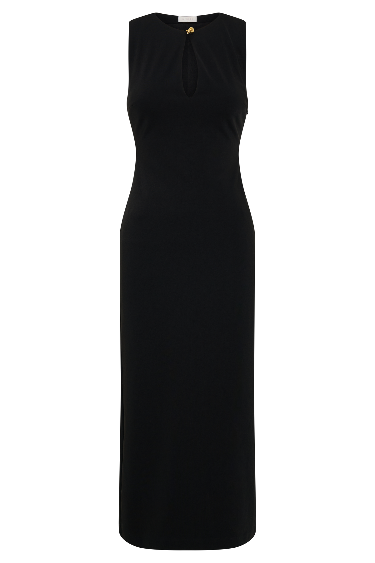 Sleeveless Crepe Midi Dress - Black