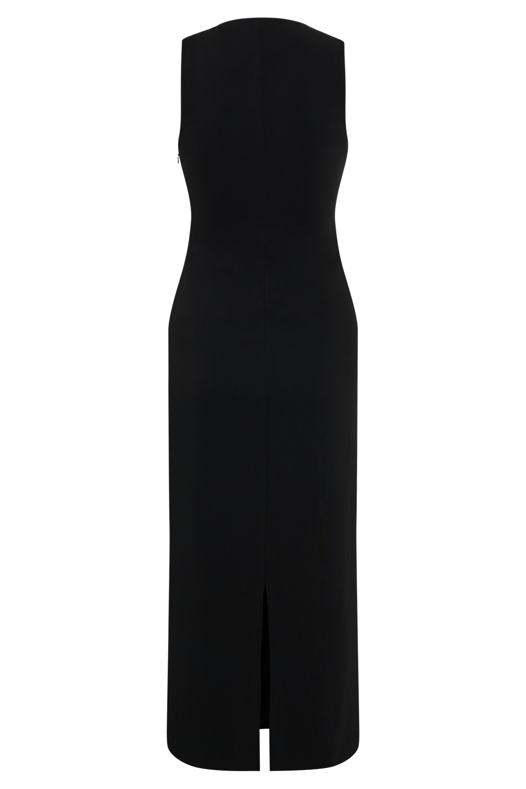 Sleeveless Crepe Midi Dress - Black