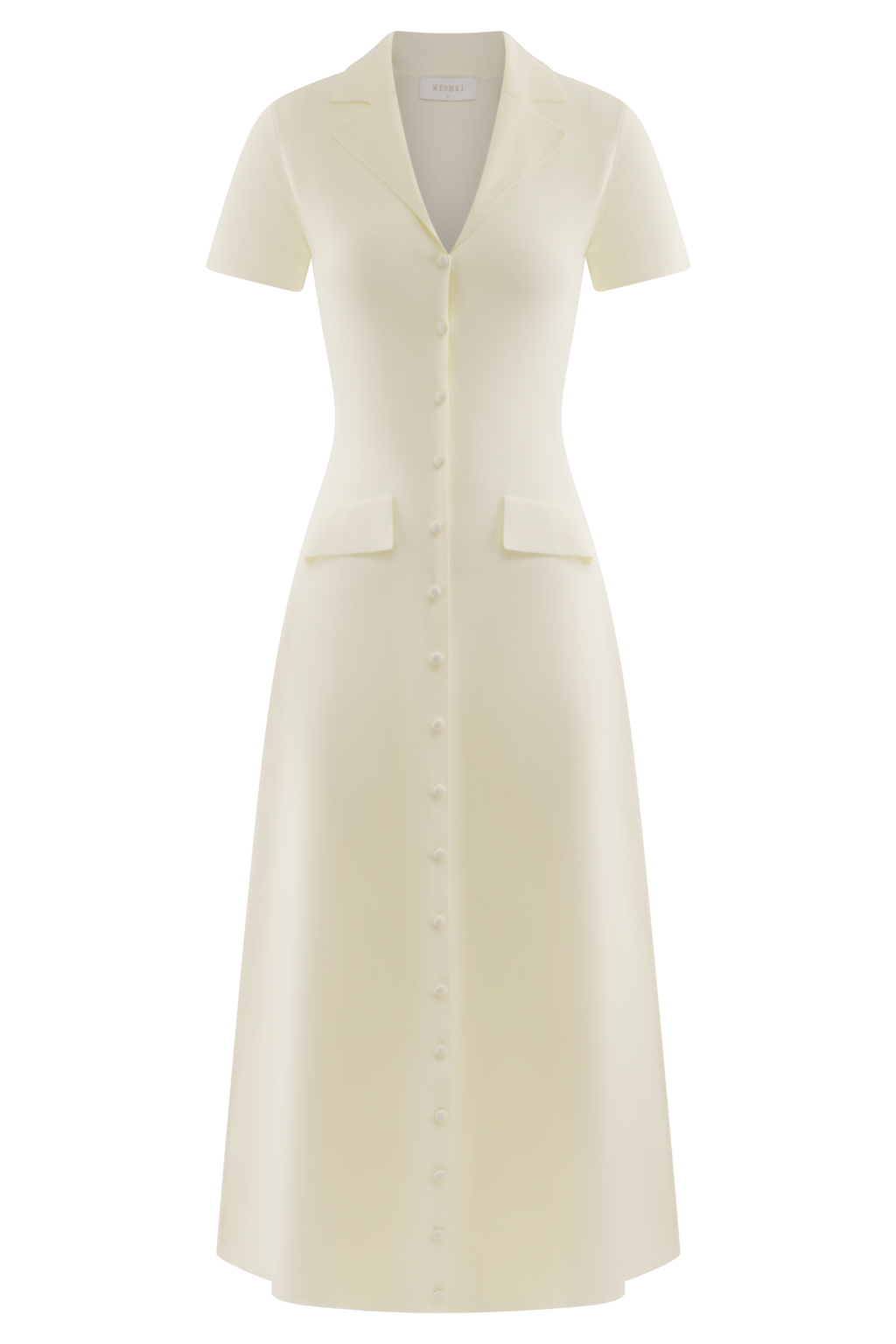 Short Sleeve Knit Midi Dress - Ivory