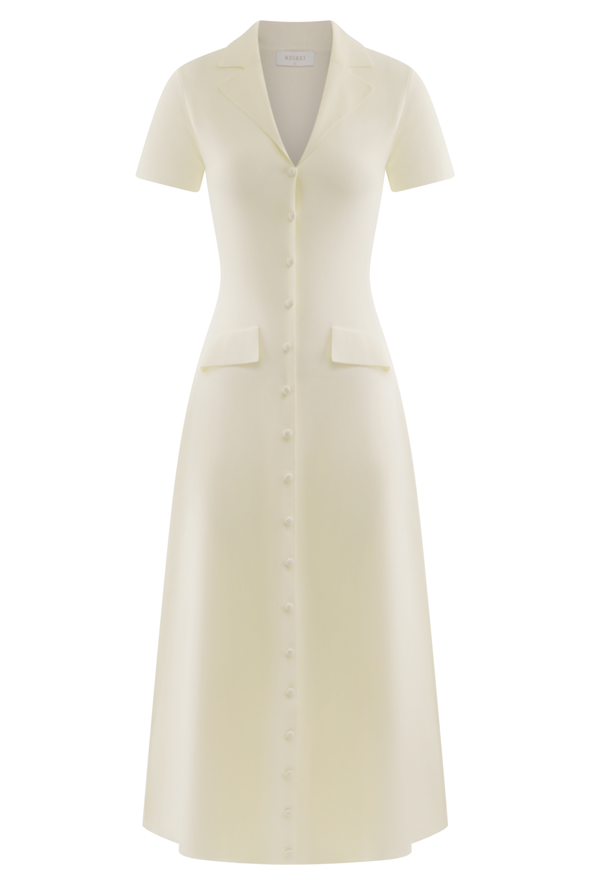 Short Sleeve Knit Midi Dress - Ivory