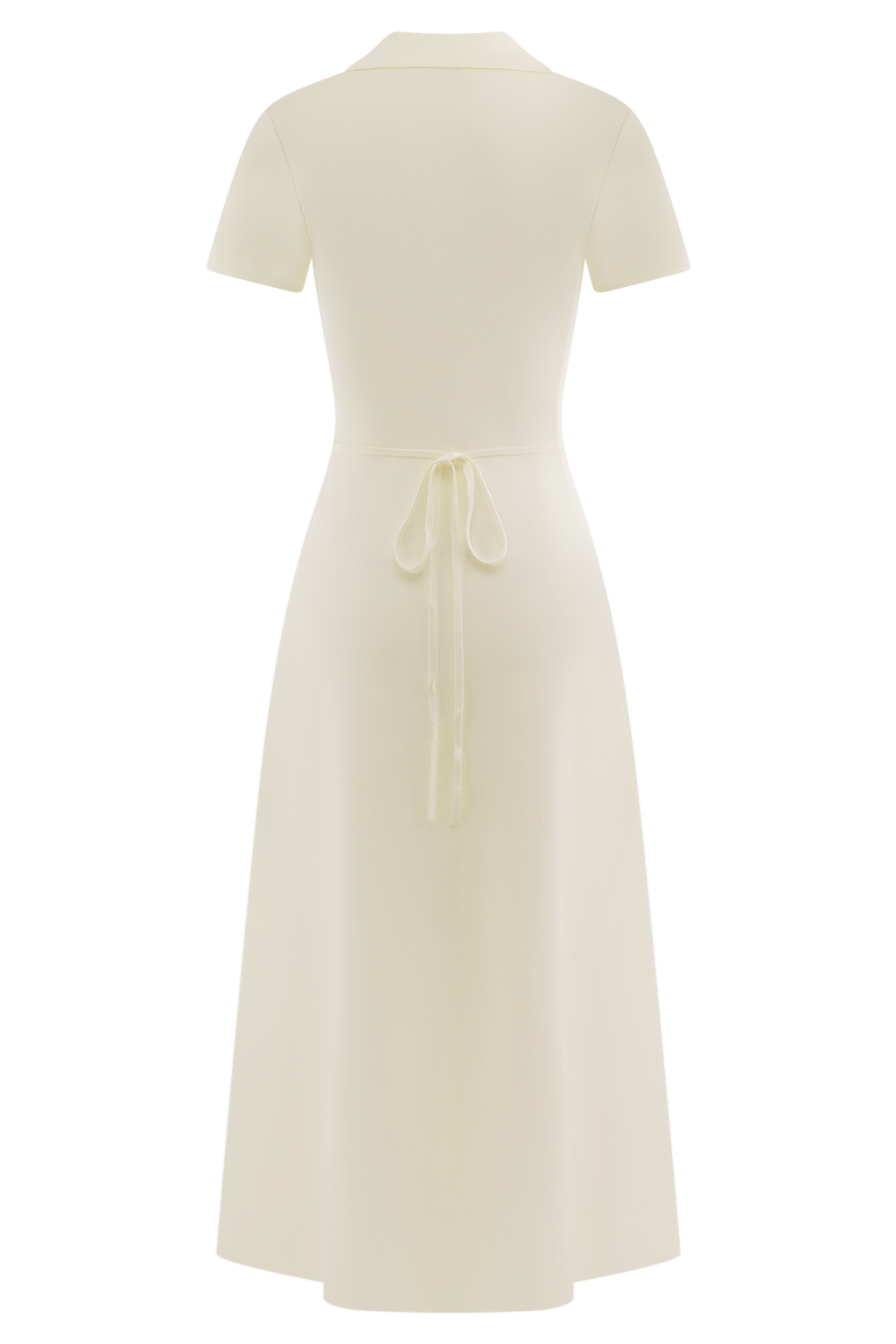 Short Sleeve Knit Midi Dress - Ivory