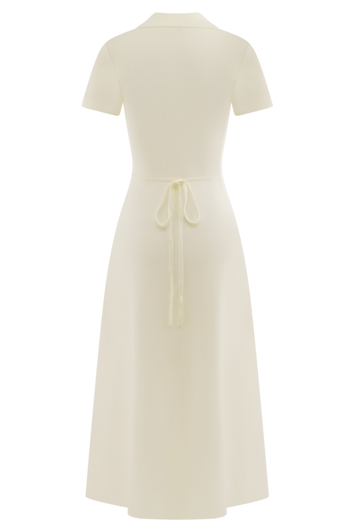 Short Sleeve Knit Midi Dress - Ivory