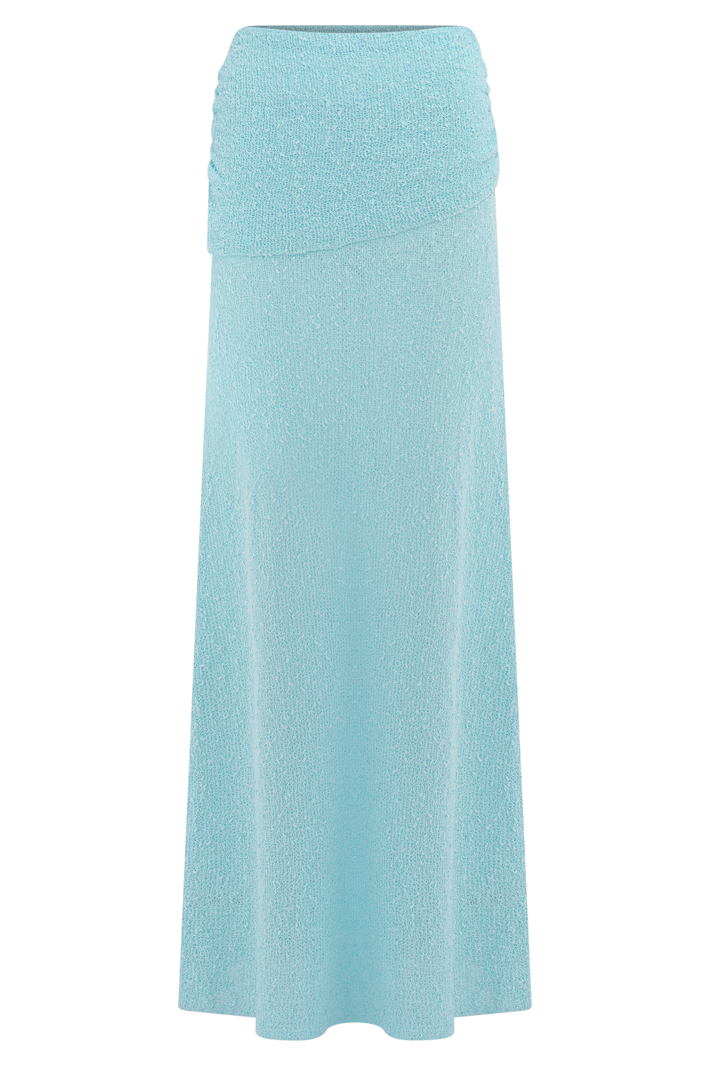 Ruched Knit Maxi Skirt - Light Blue