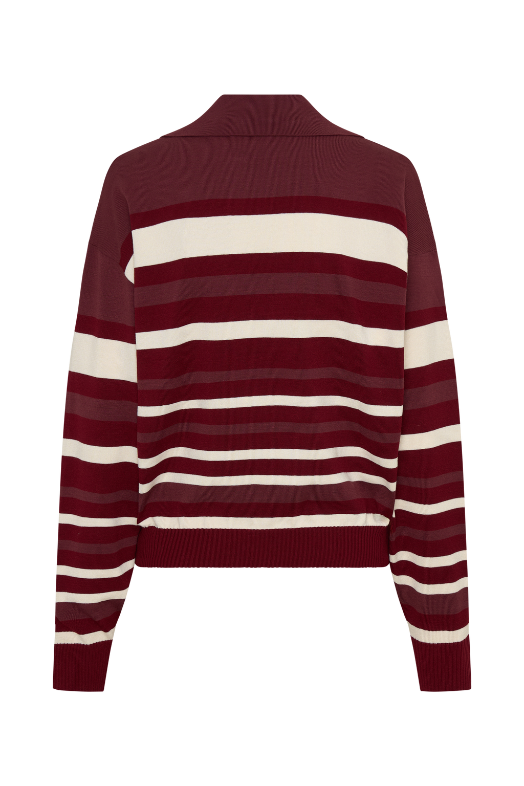 Stripe Long Sleeve Knit Jumper - Burgundy/Cream