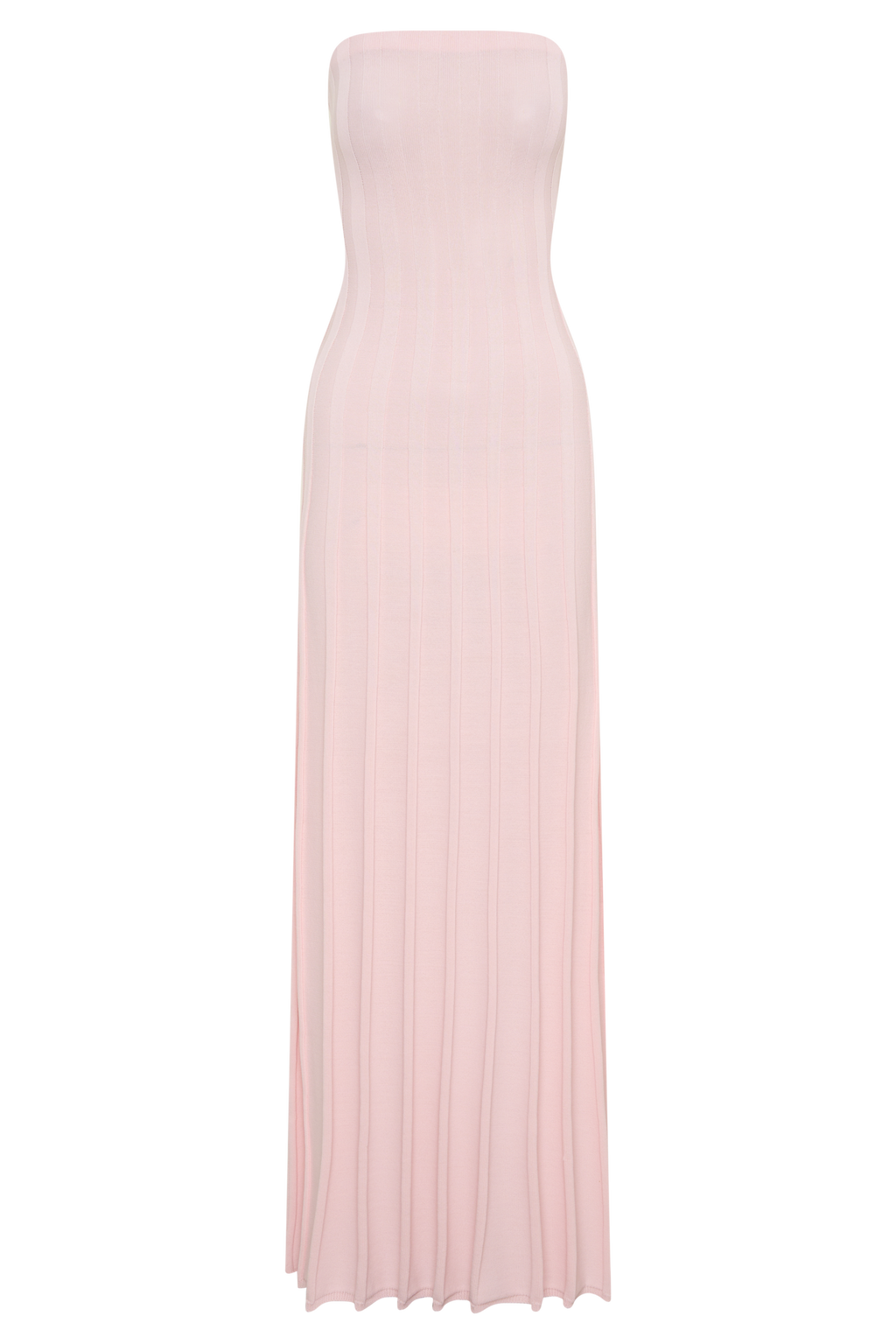 Ribbed Strapless Maxi Dress - Baby Pink